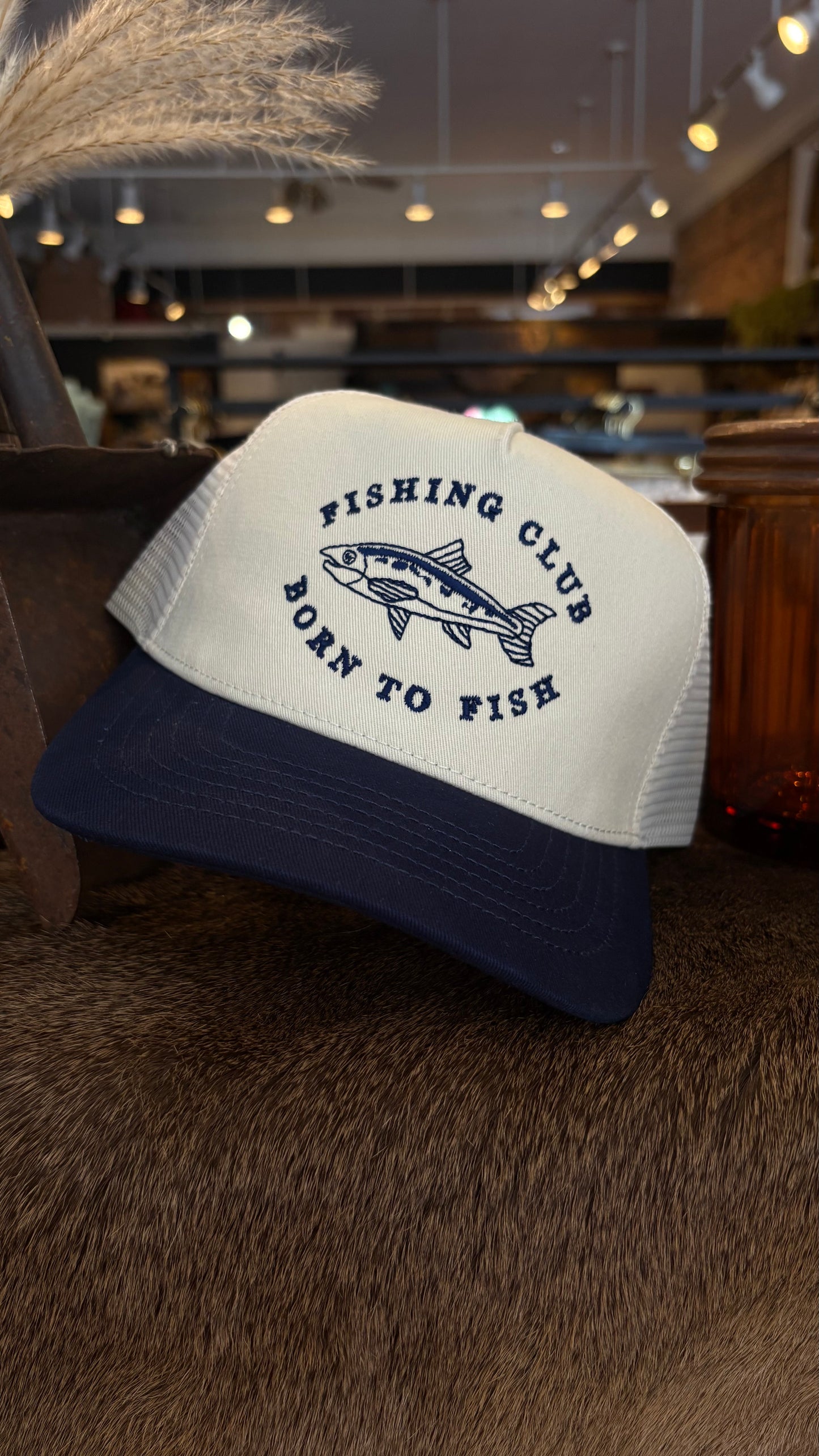 Fishing Club, Born to Fish - Navy Trucker Hat