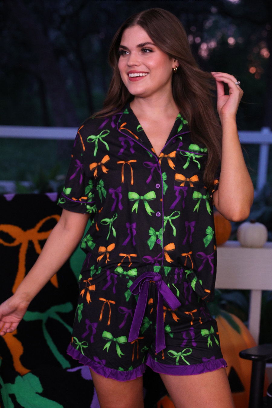 Spooky Bows- Black PJ Set