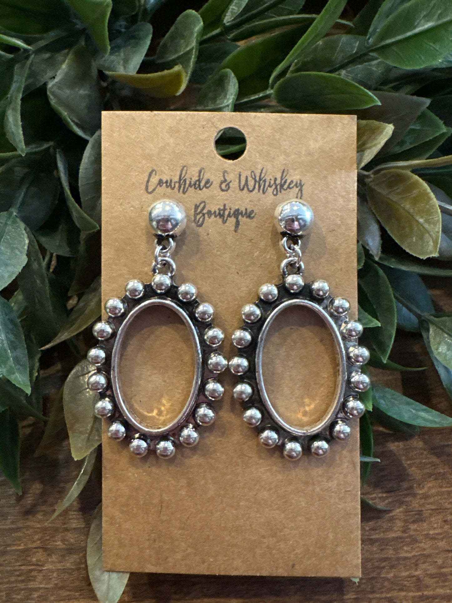 Silver Dottie Oval - Earrings