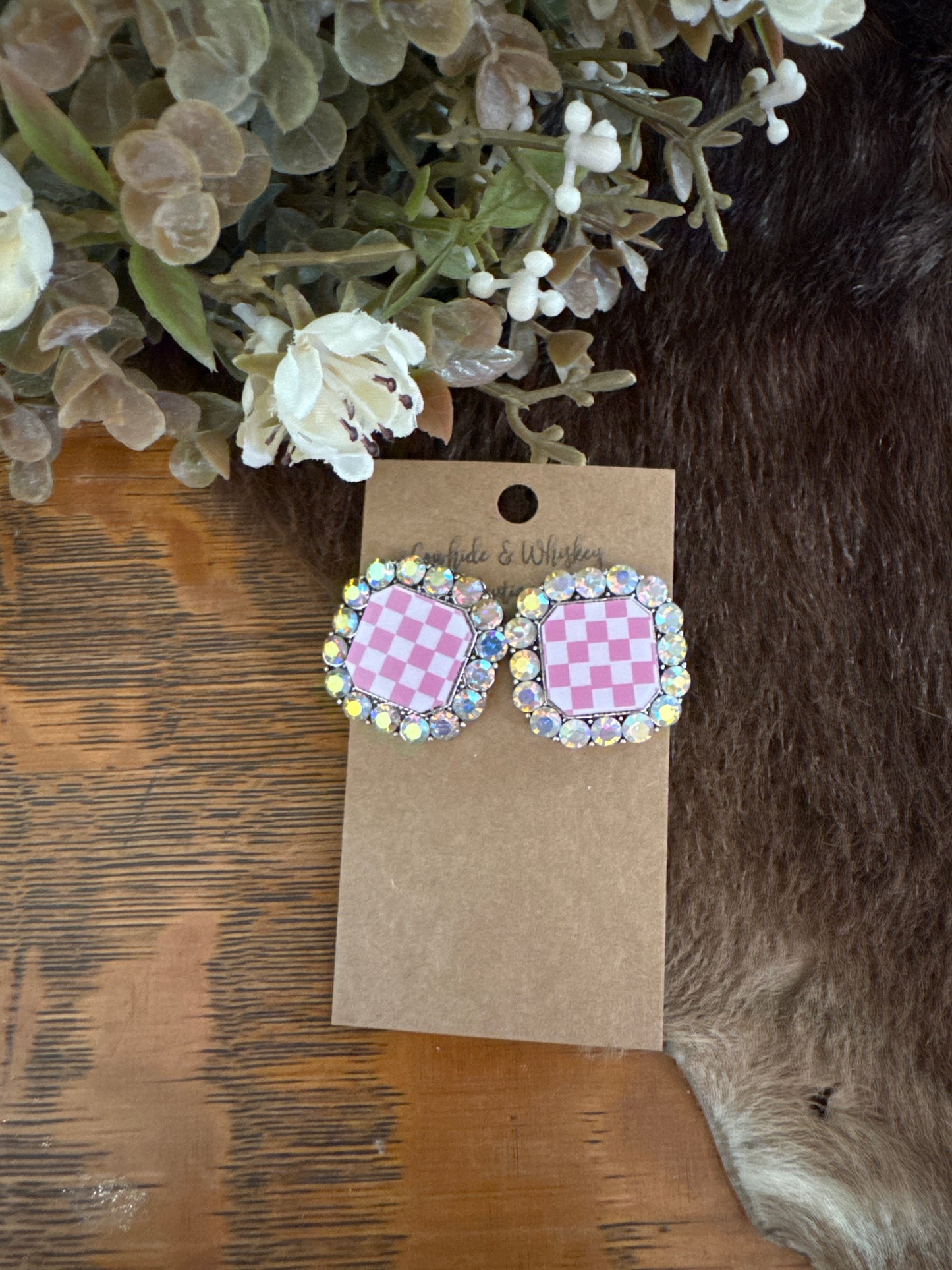 Pink Check - Earrings