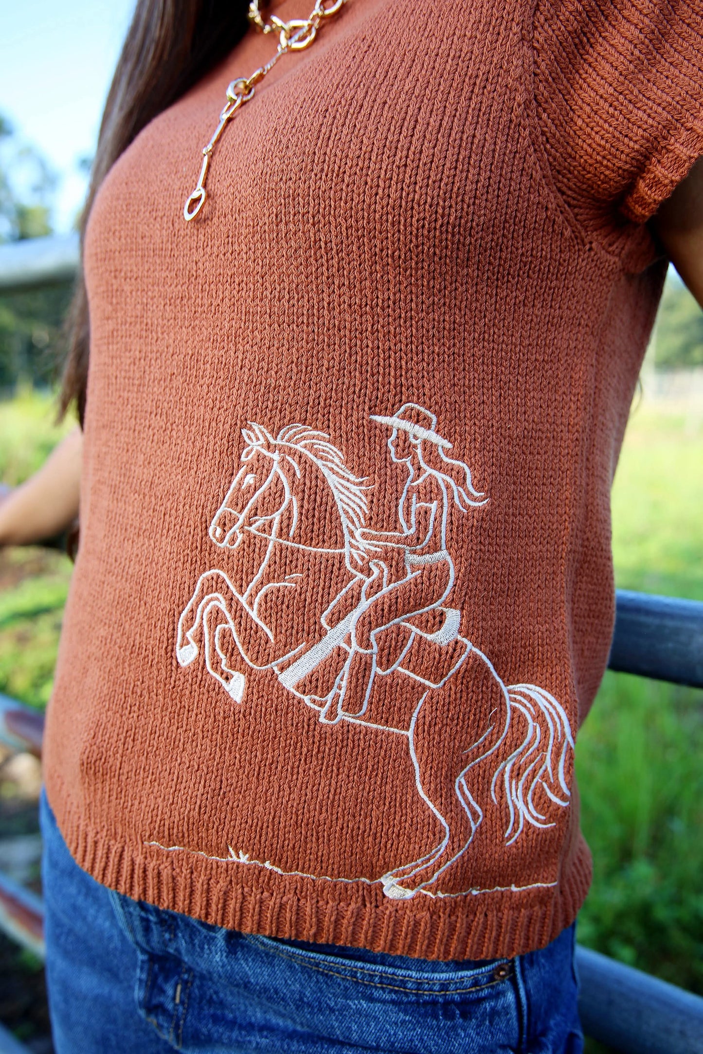 Rustic Reins – Rust Mock Neck