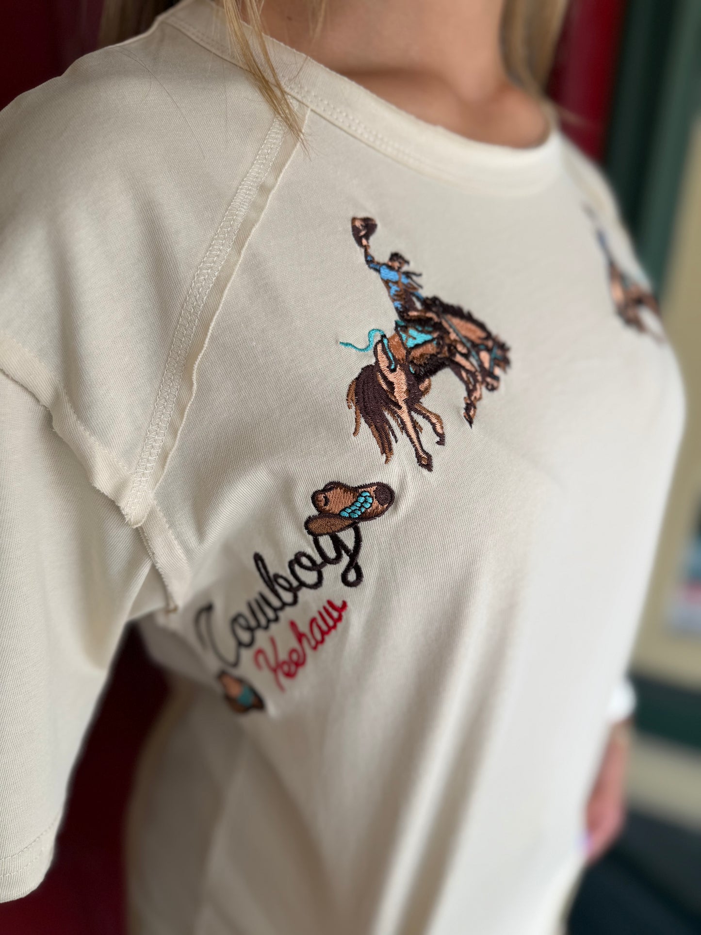Bronc Rider Legacy – Sand Embroidered Tee