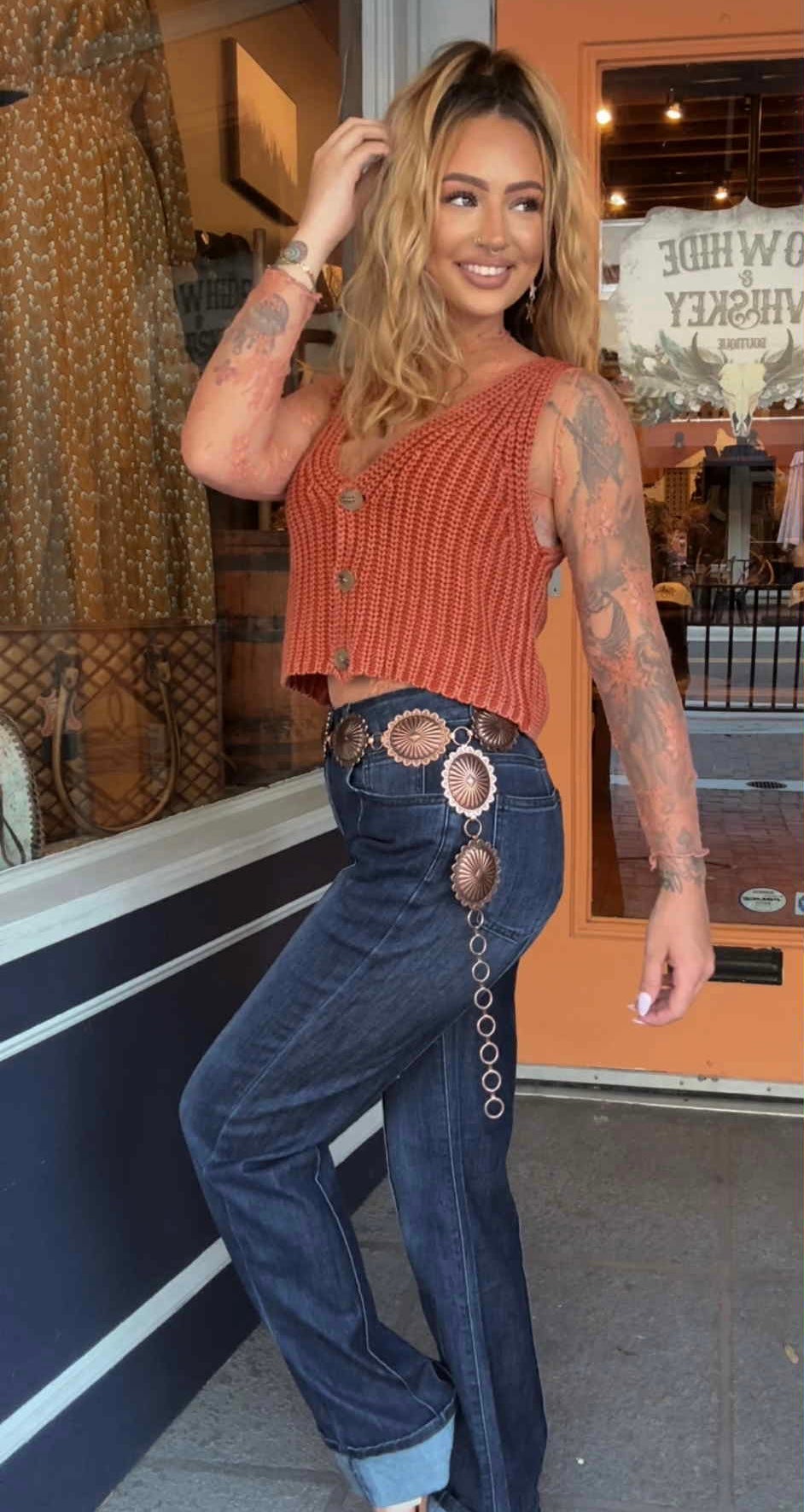 Spiced Brandy - Rust Knit Vest