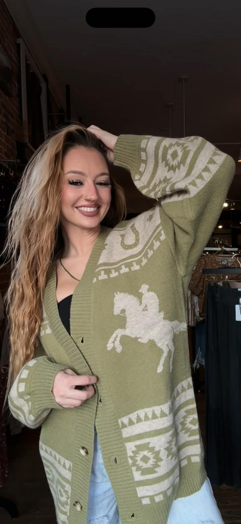 Ranch Rider – Western Olive Cardigan