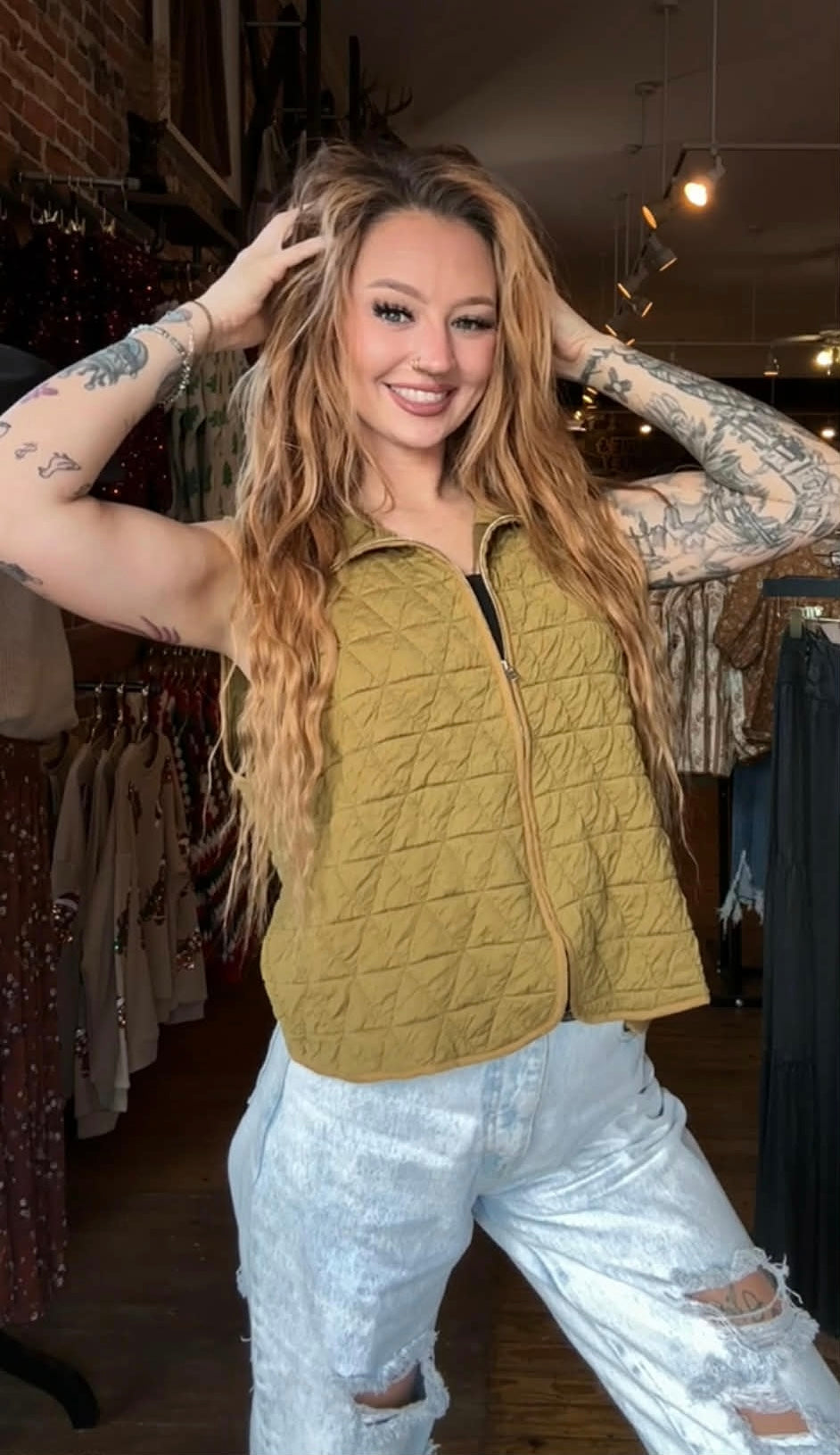 Prairie Moss - Olive Quilted Vest