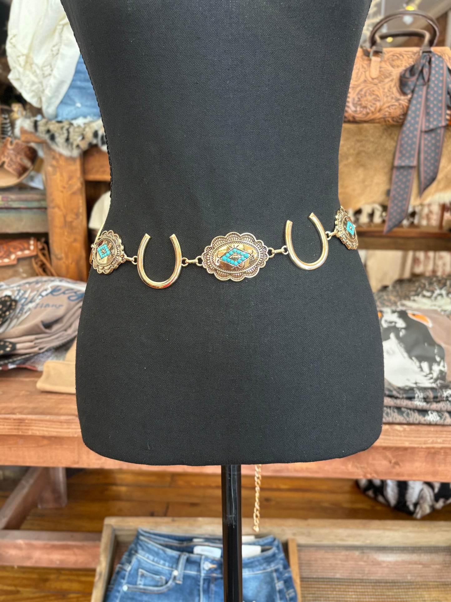 Gold Turquoise & Horseshoe Belt