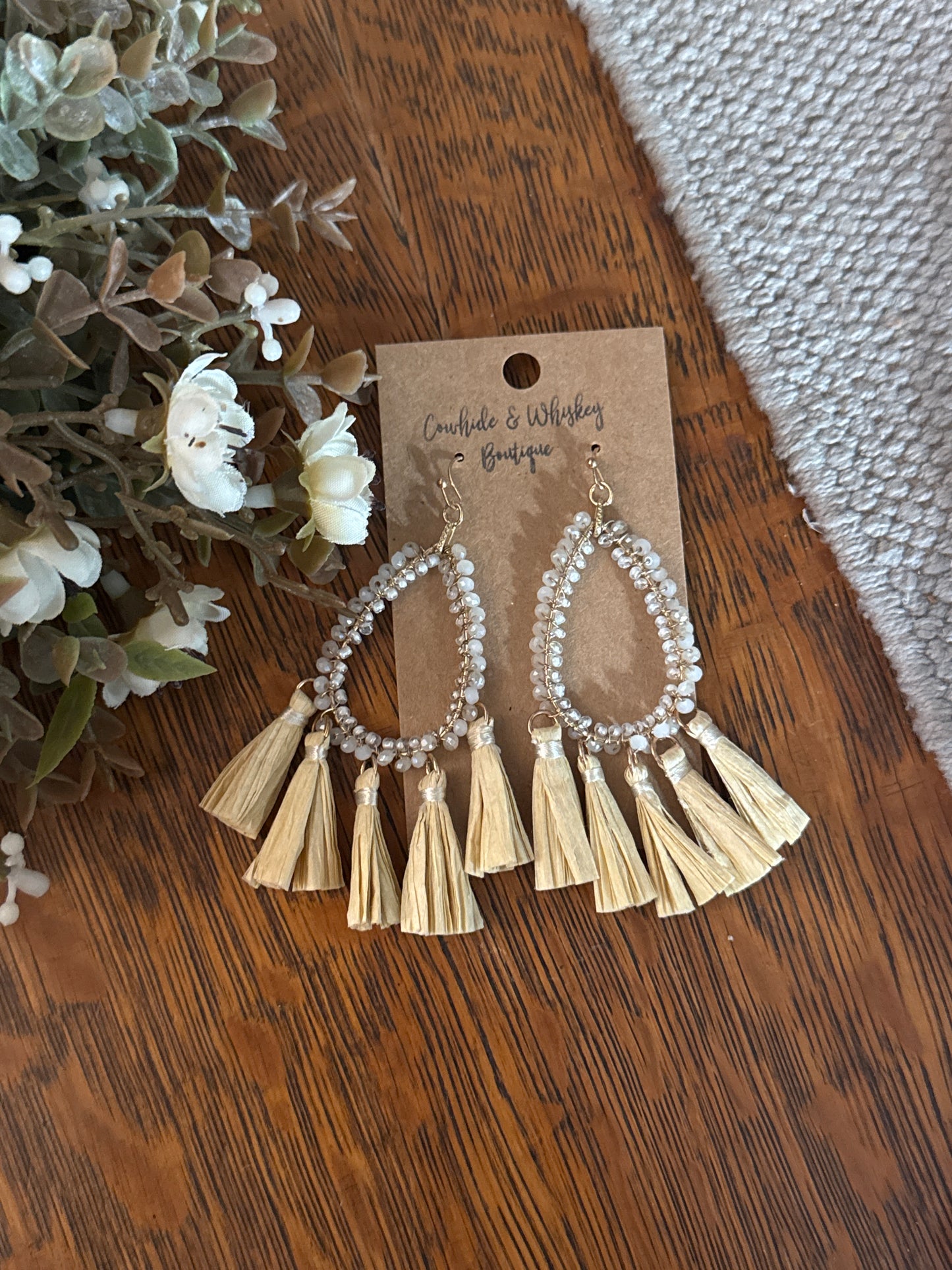 Beaded Boho Straw - Earrings
