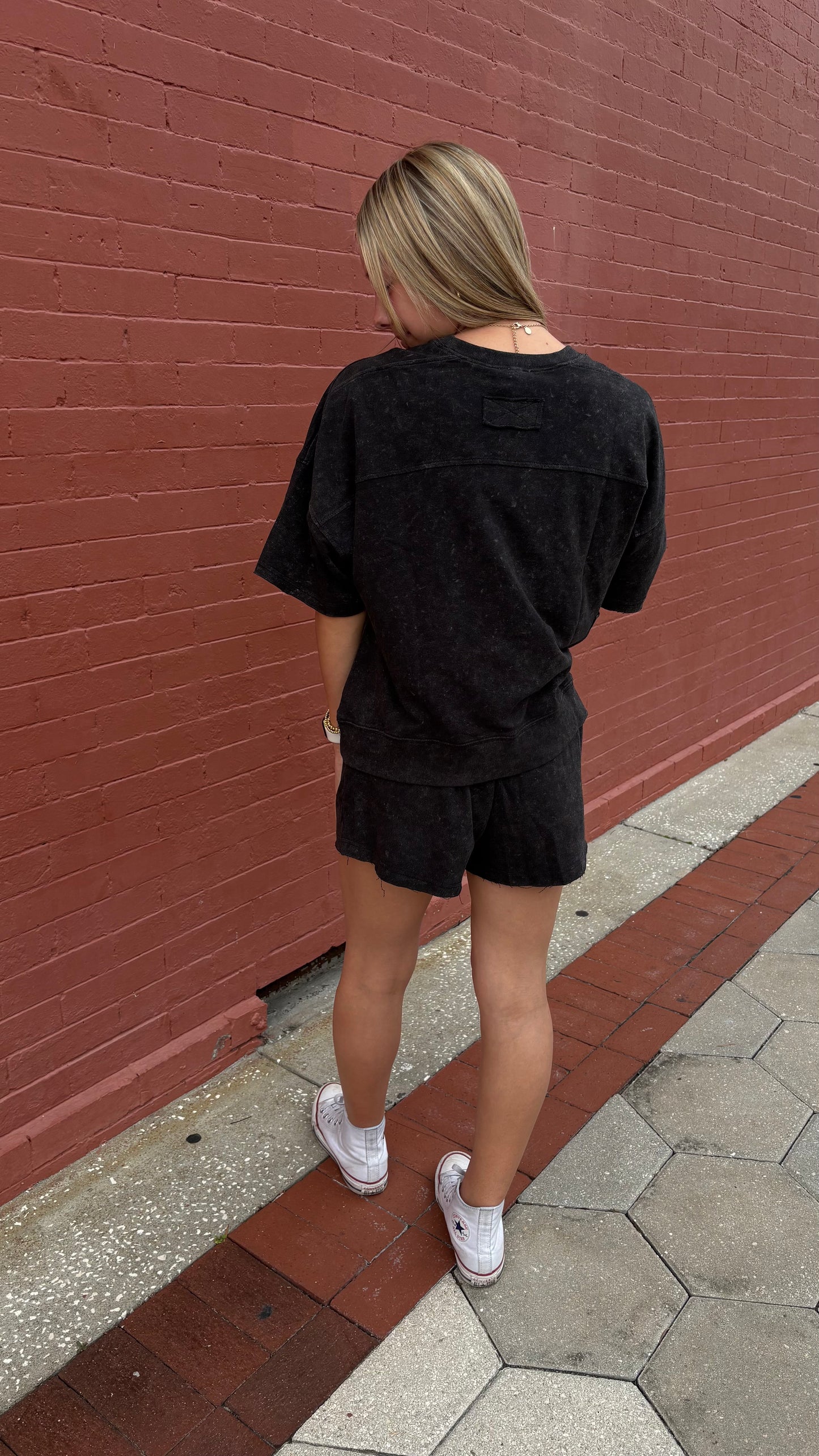 Midnight Mineral – Black Ribbed Shorts Set