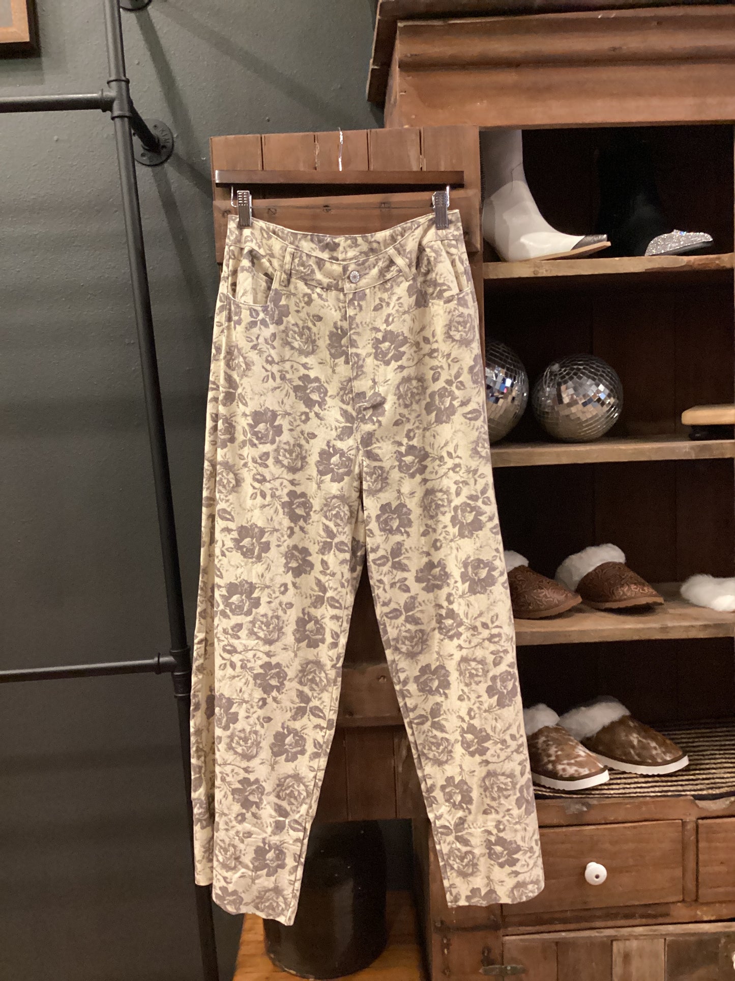 Grey Days - Floral Tan Pants
