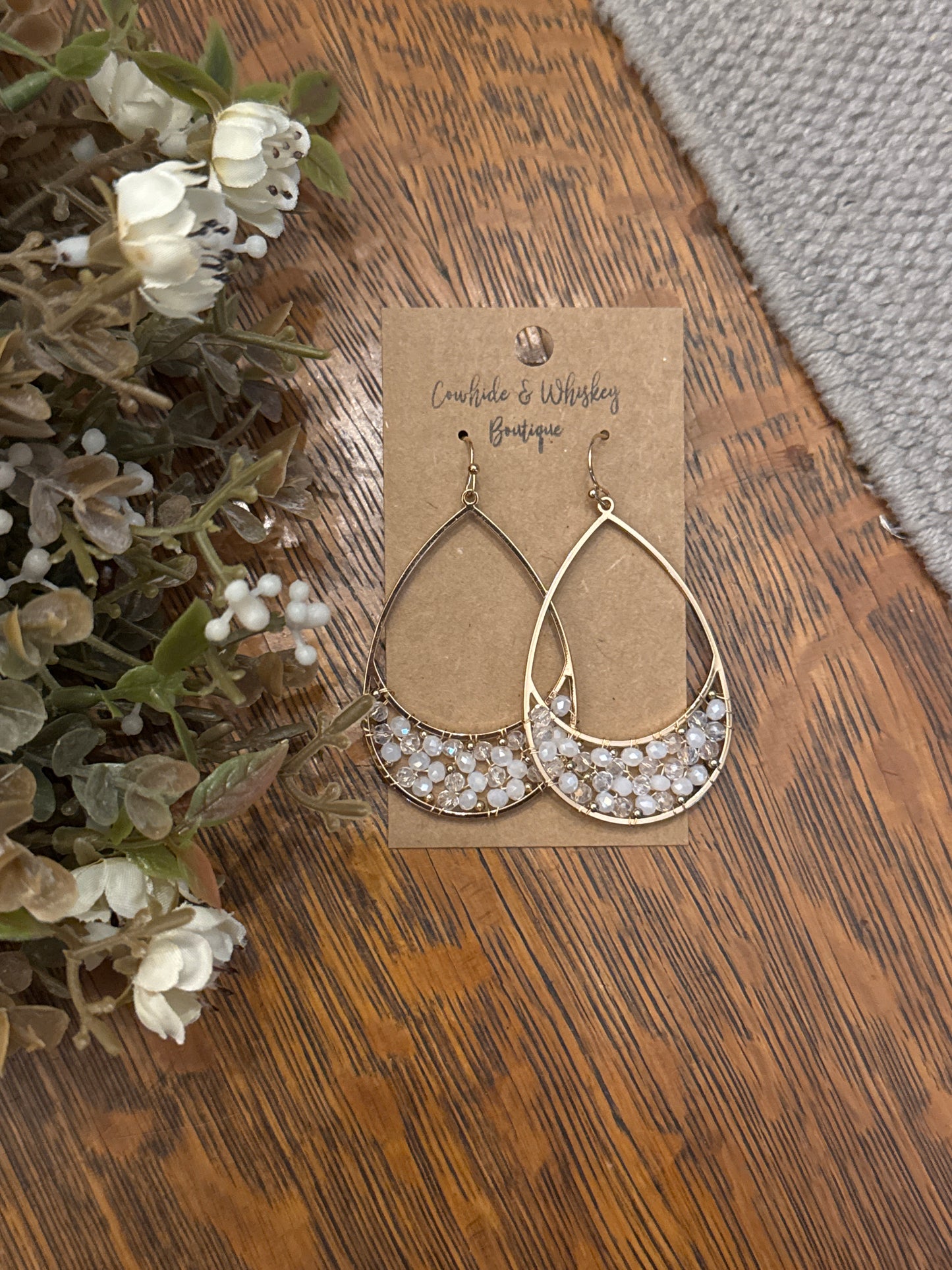 Snow Dipped - Gold Earrings
