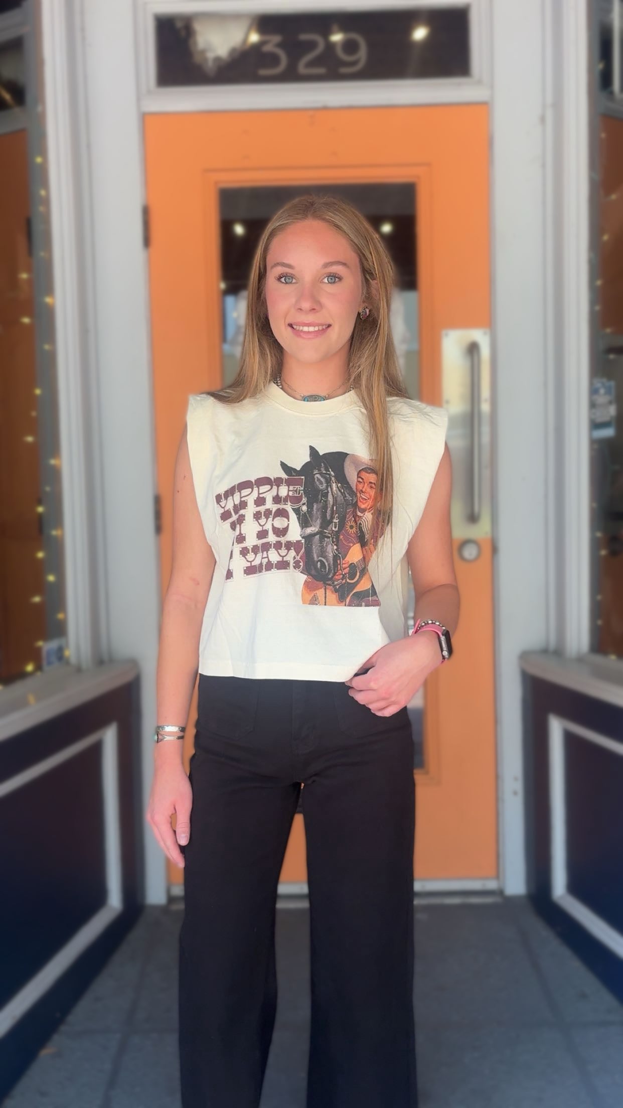 Yippee Ki Yay Cowboy – Cream Muscle Tank