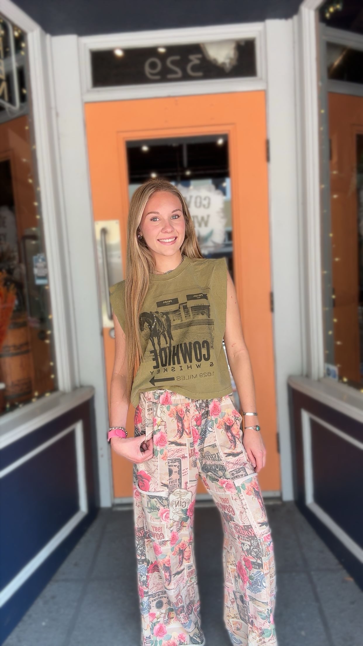 Downtown Cowgirl – Olive Muscle Tank