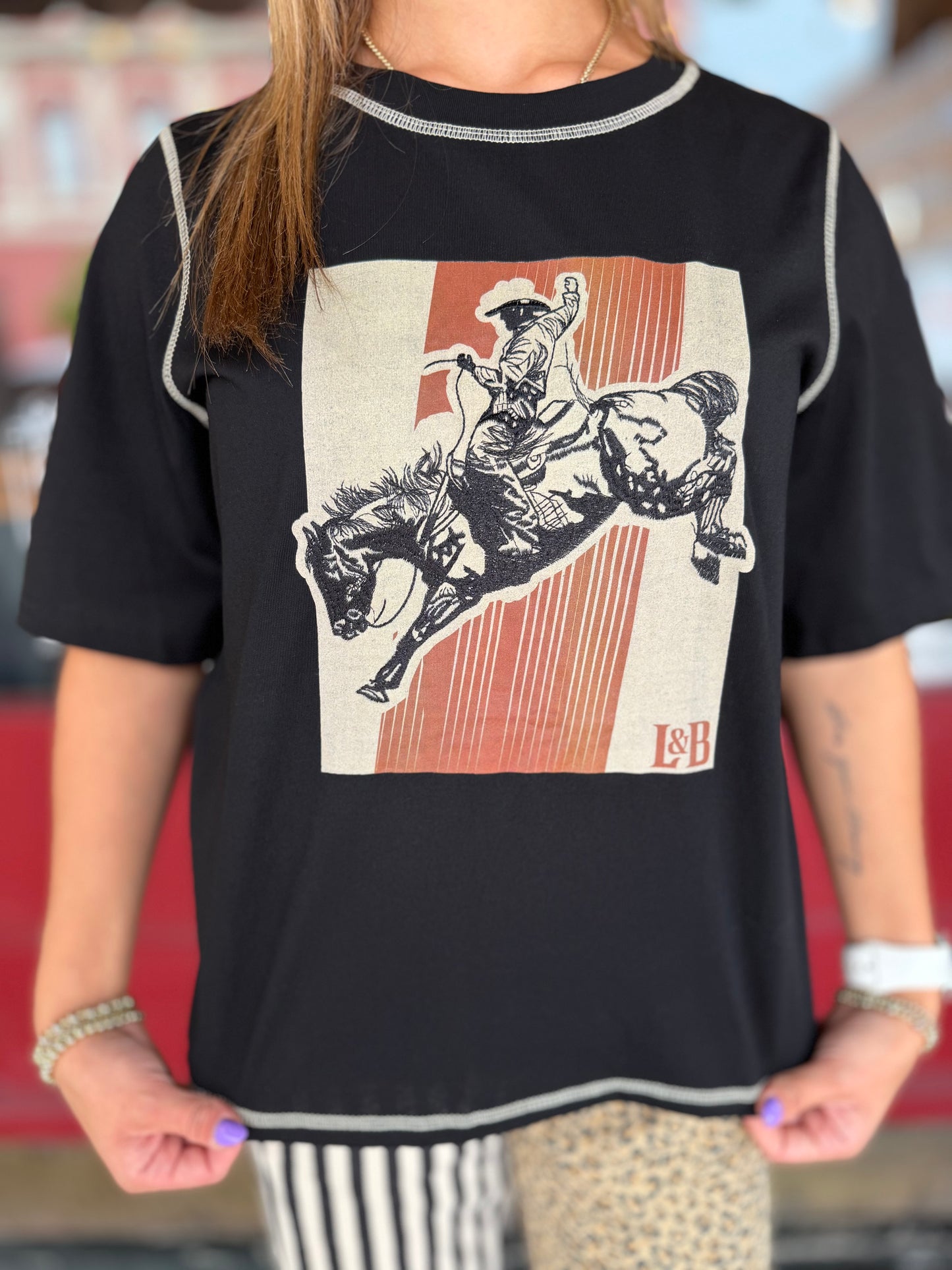 Black Stallion – Black Stitched Graphic Tee