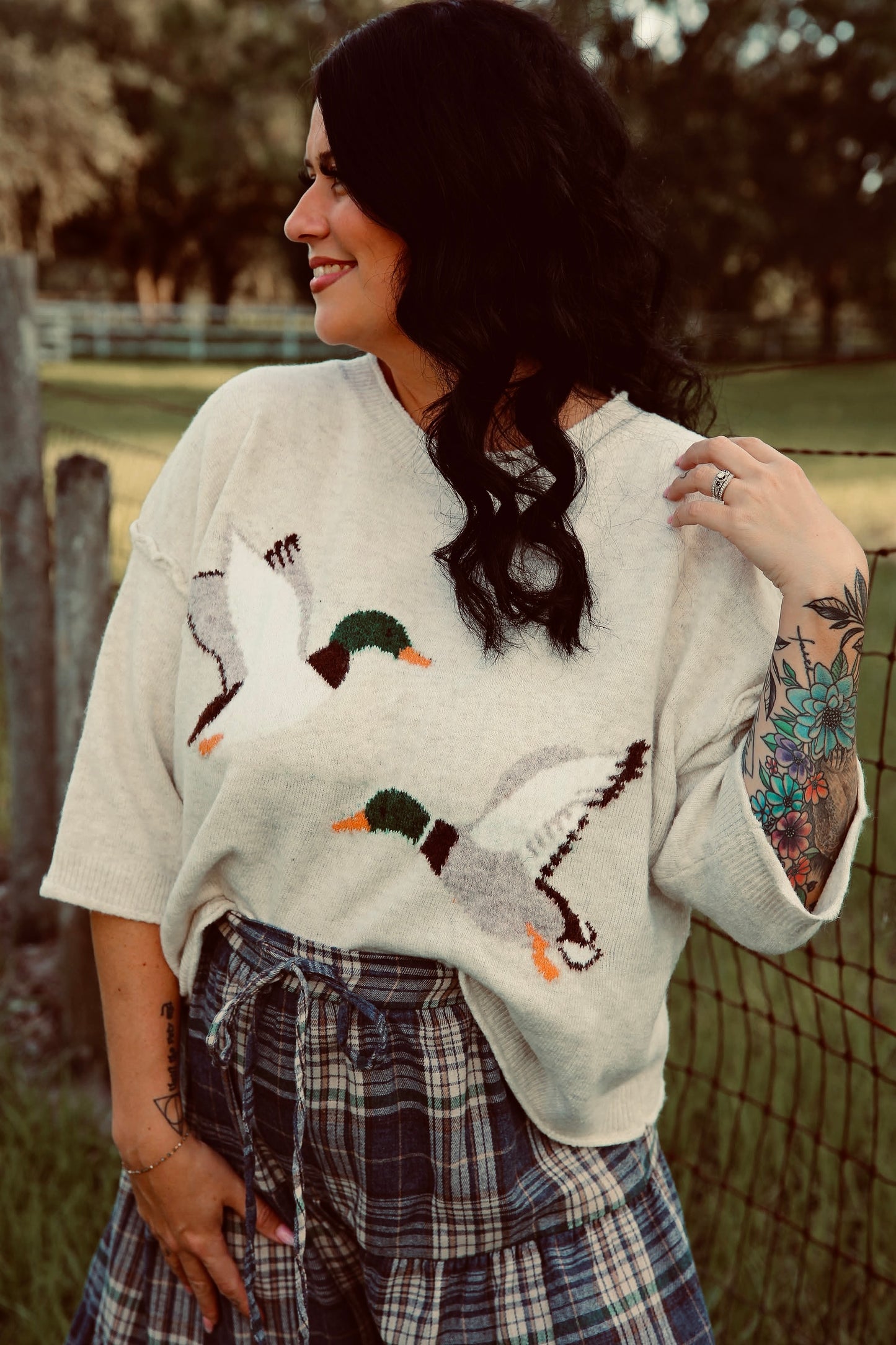 Fowl Weather – Oatmeal Duck Sweater Top