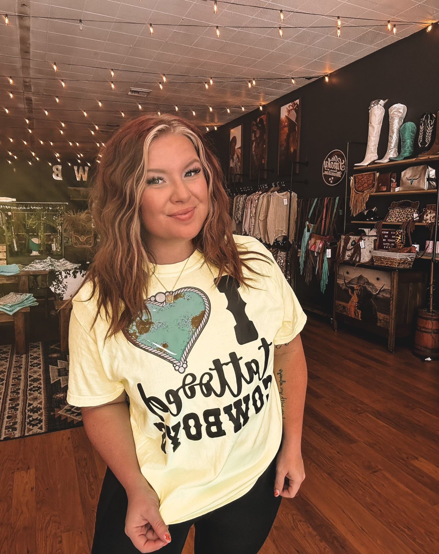 I Love Tattooed Cowboys - Neon Graphic Tee