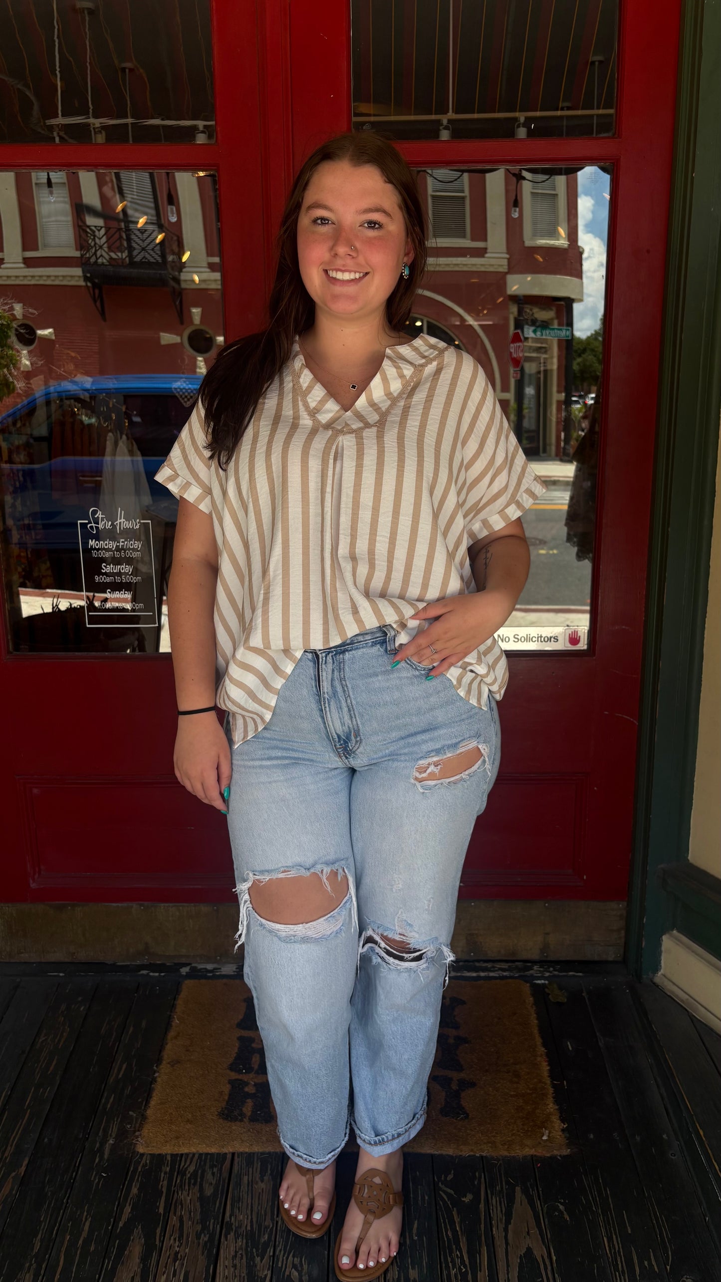 Buckskin Breeze β Striped Blouse