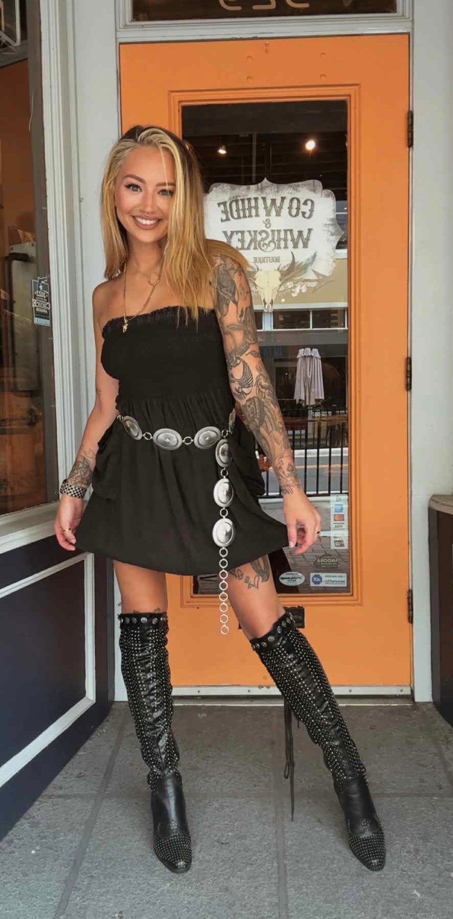 Smokin' Coal - Black Acid Wash Mini Dress