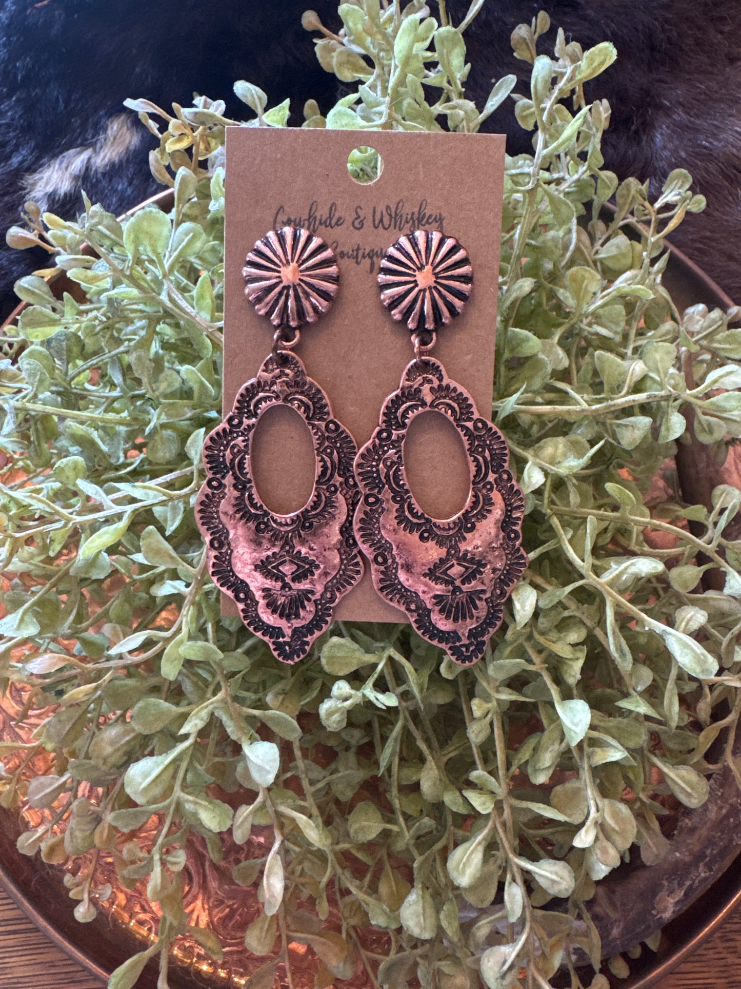 Copper Scallop Concho - Earrings