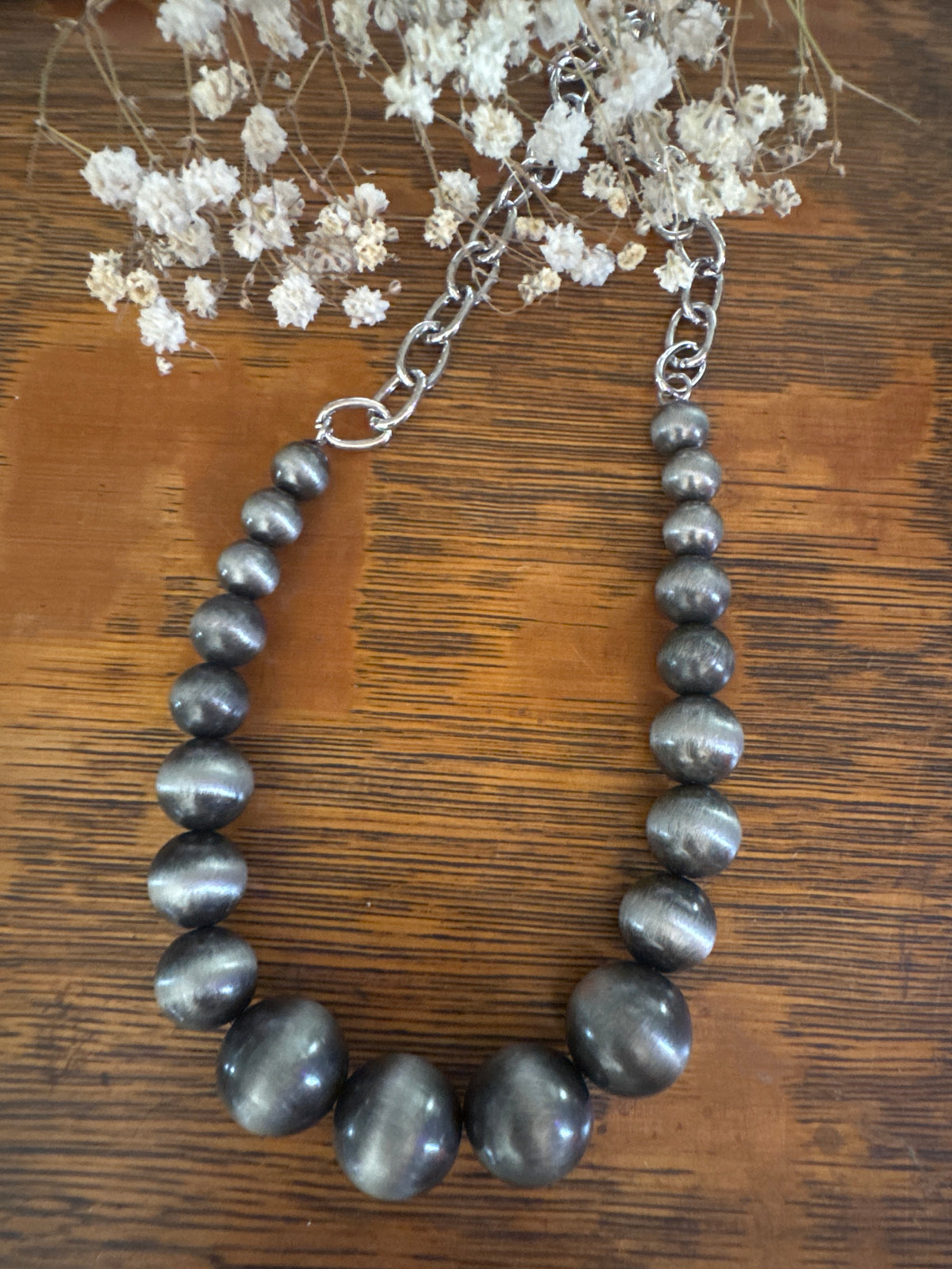 Chunky Pearl - Silver Necklace