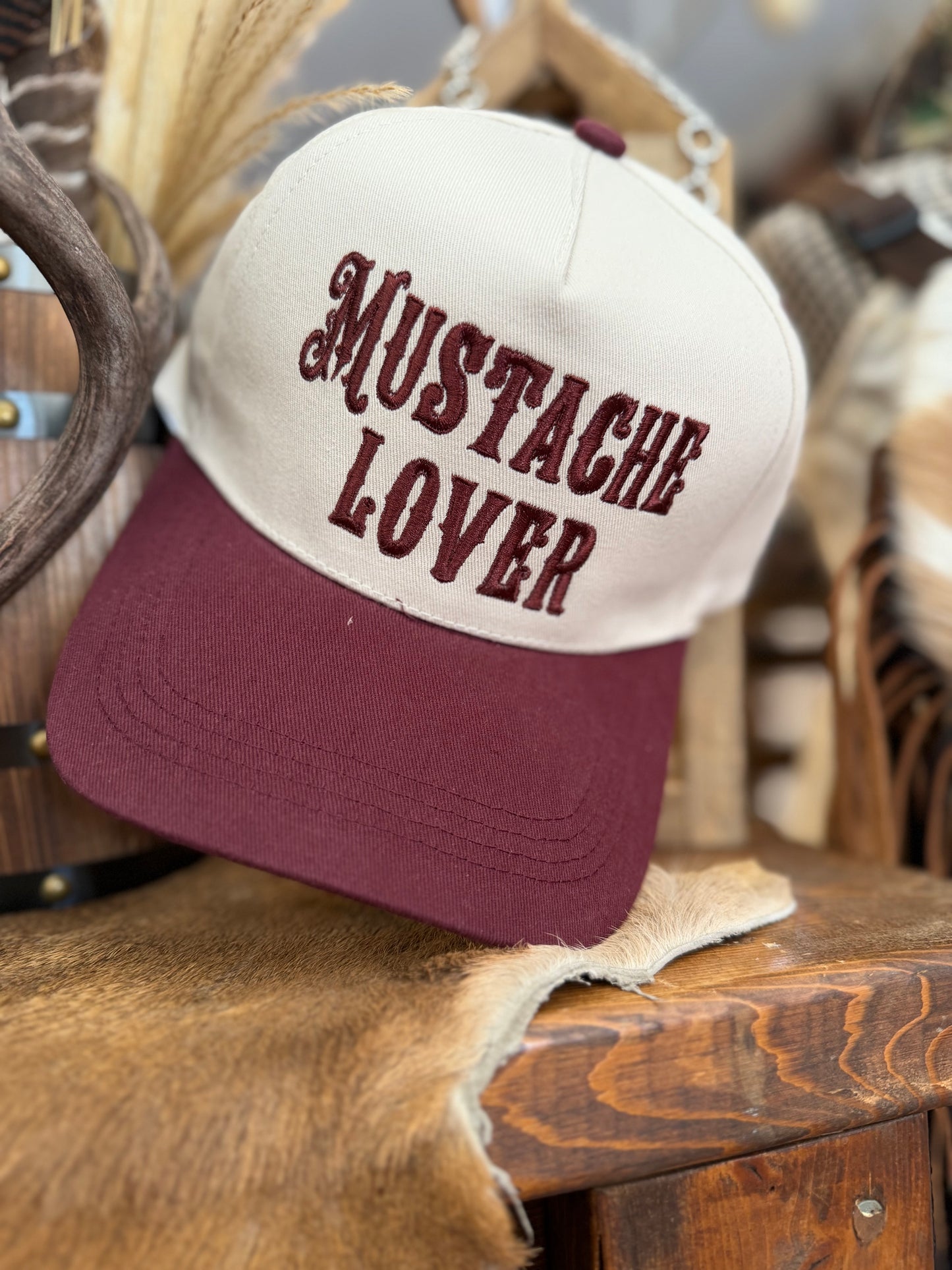 Mustache Lover – Burgundy Snapback Hat