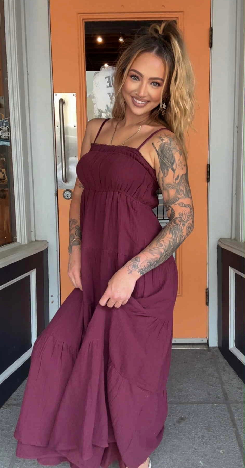 Sundown Merlot - Plum Maxi Dress
