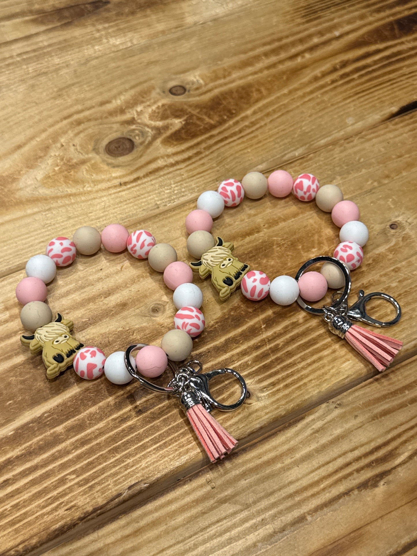 Highland Cow - Pink Keychain