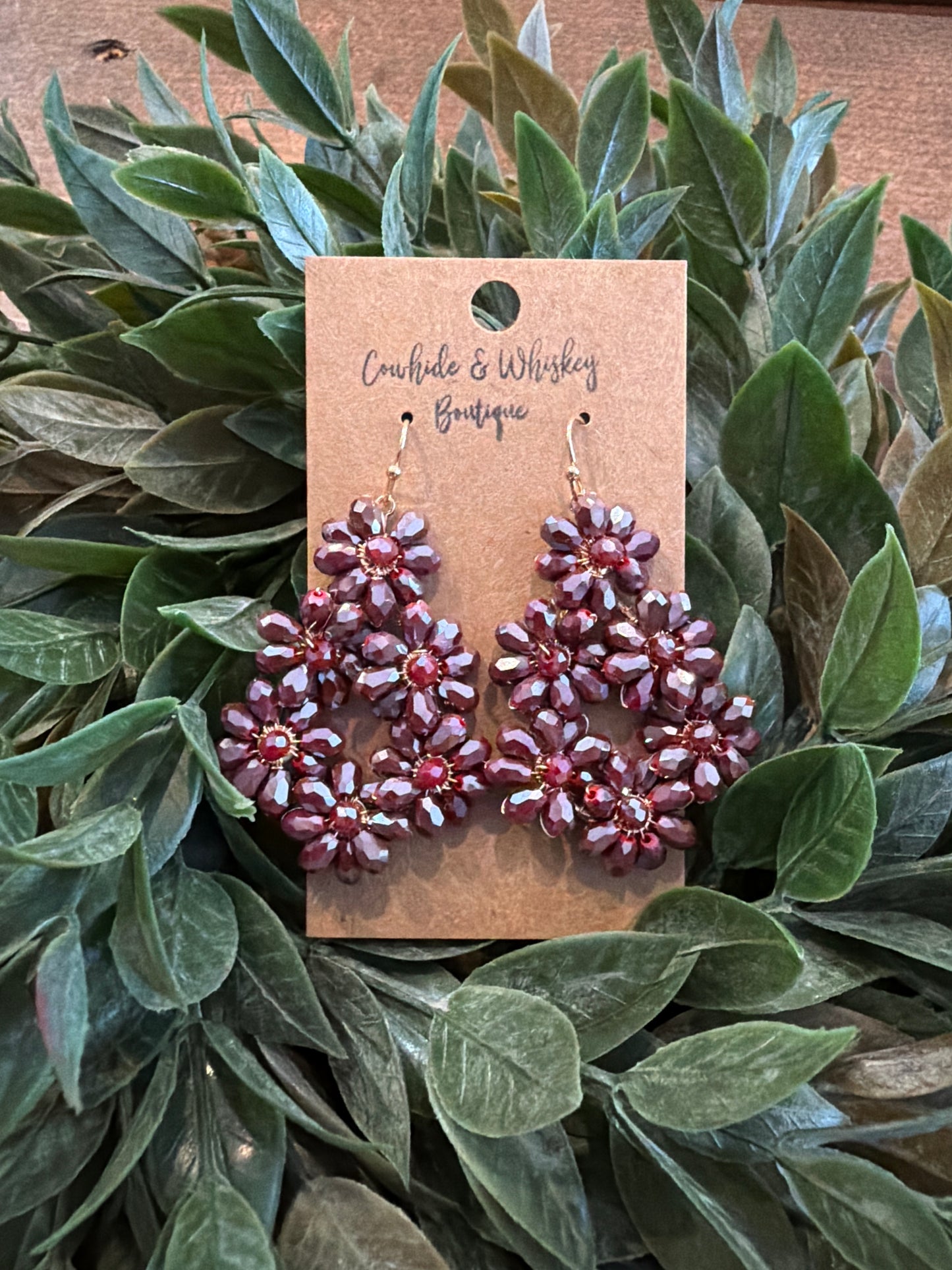 Wine Flower Cluster - Earrings