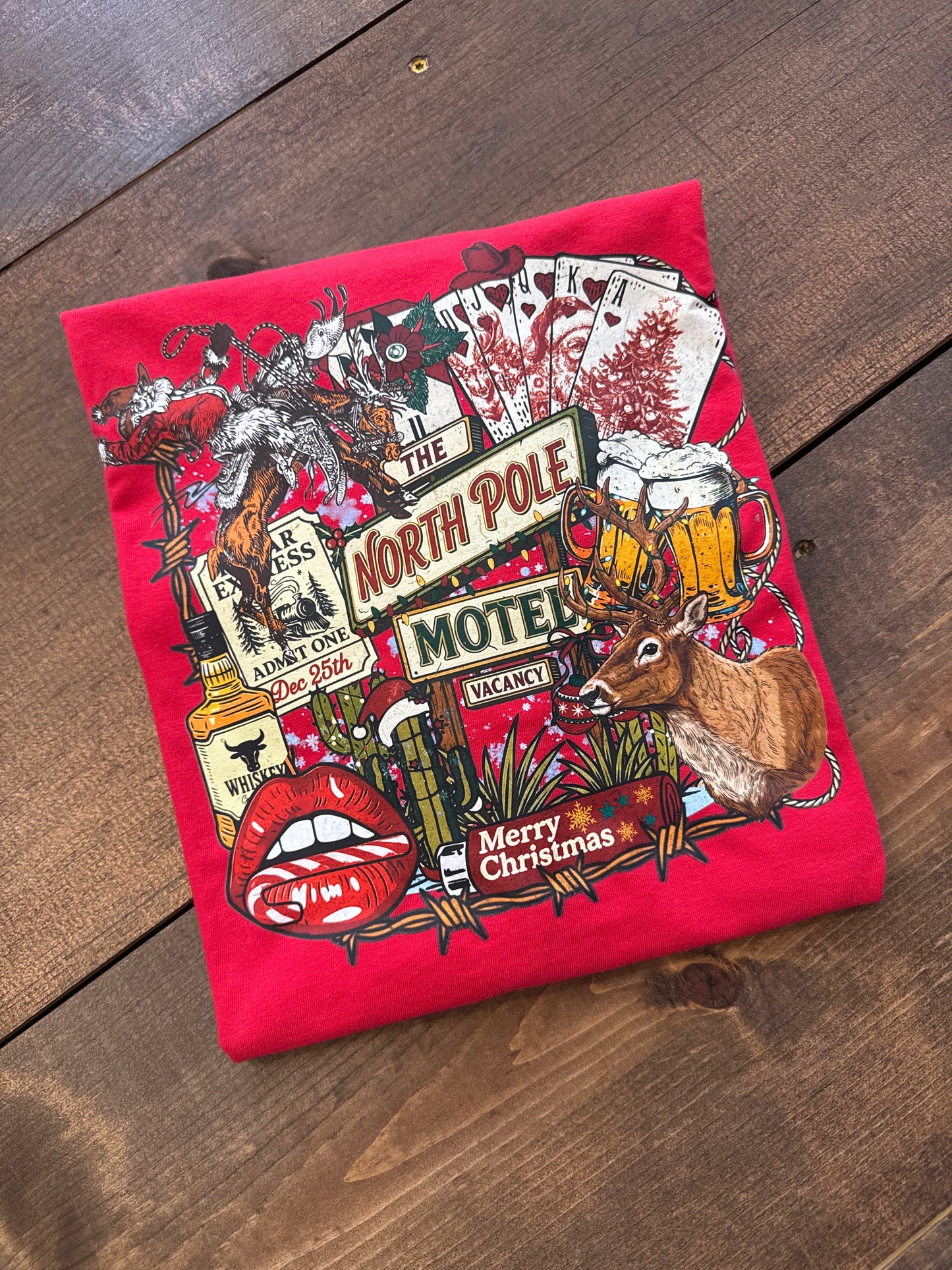Rodeo Christmas Collage – Red Graphic Tee