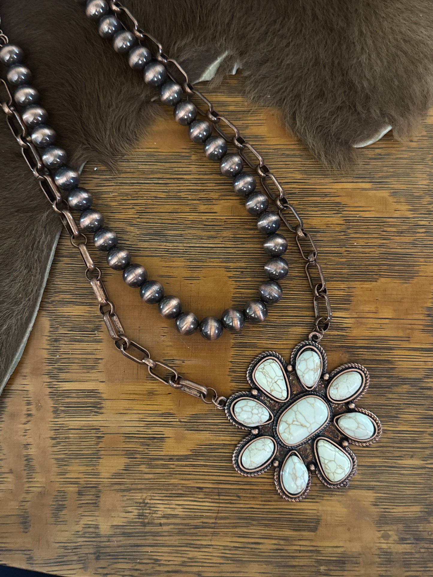 Mega Copper - Concho Pearl Necklace Set