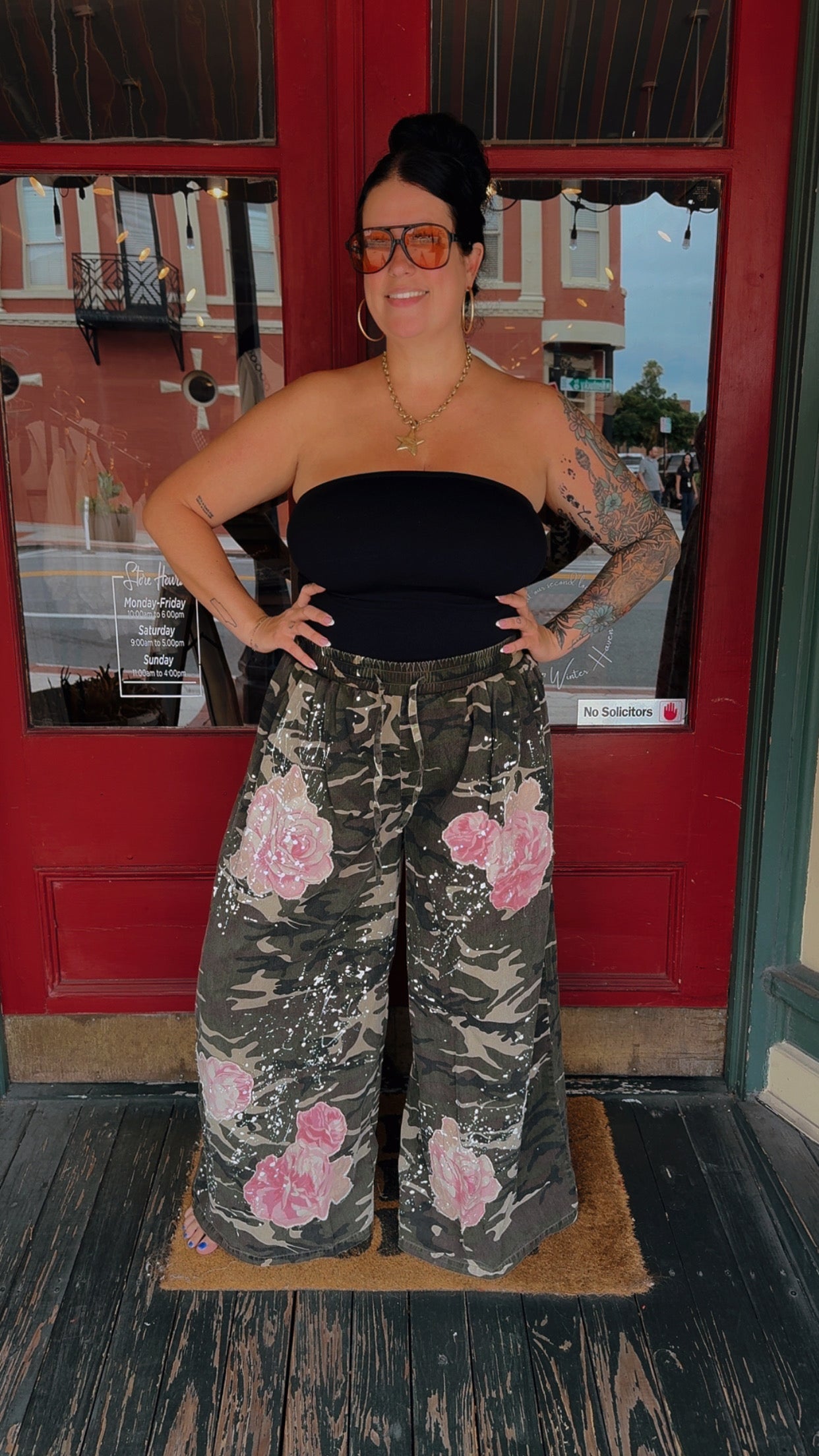 Rose Rebel β Camo Patchwork Pants