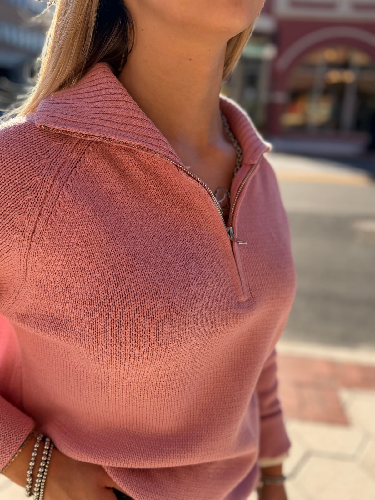 Pretty in the Marsh – Pink Mallard Quarter-Zip Pullover
