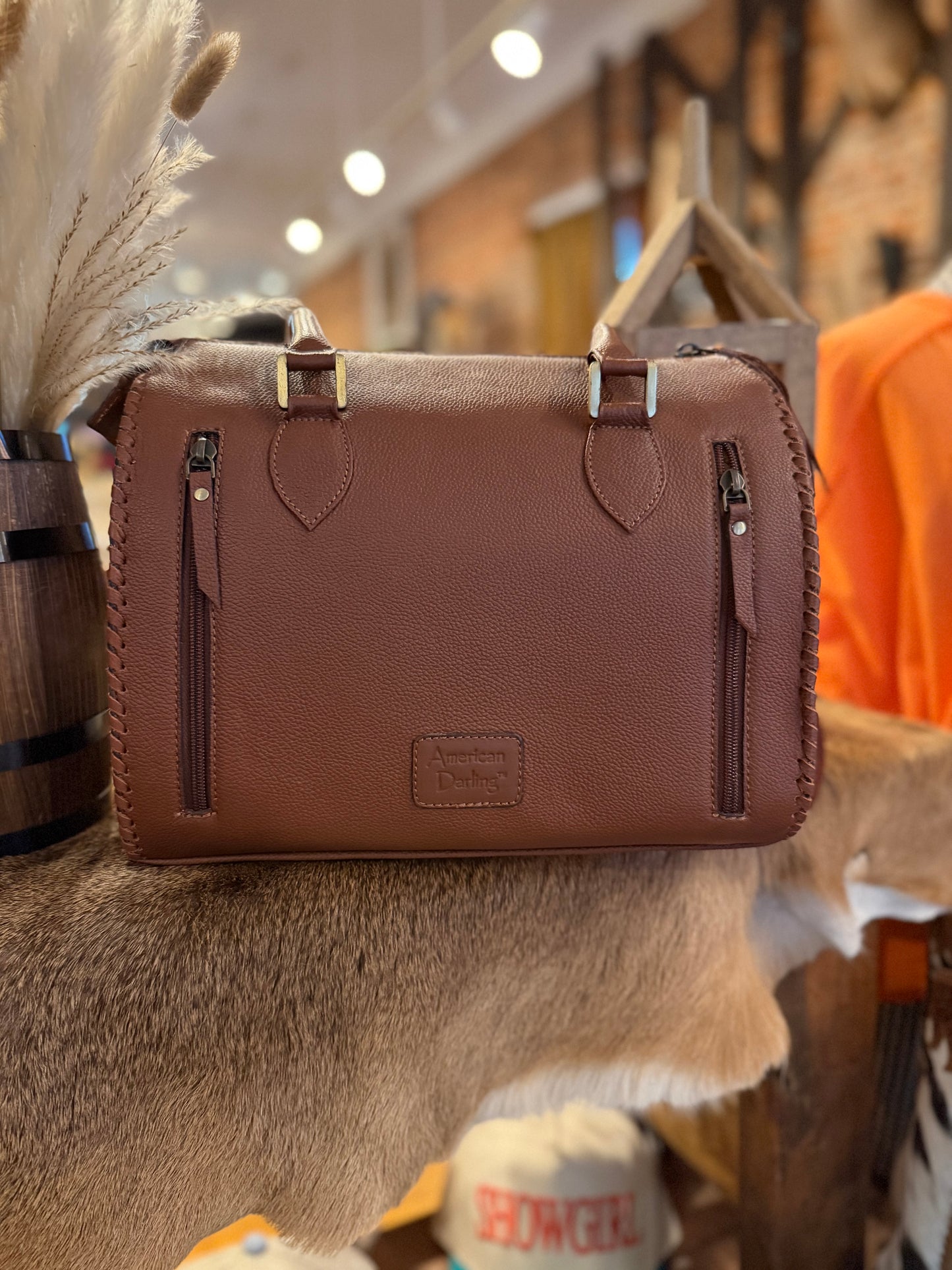 Sundance Tooled – Light Brown Leather Speedy Bag