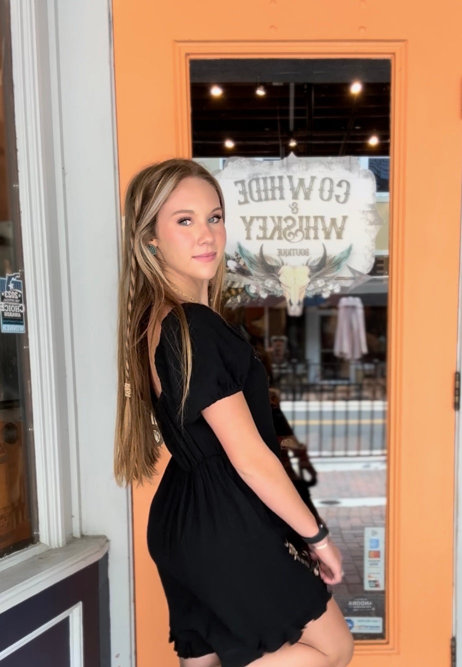 Camel Petals - Black Romper