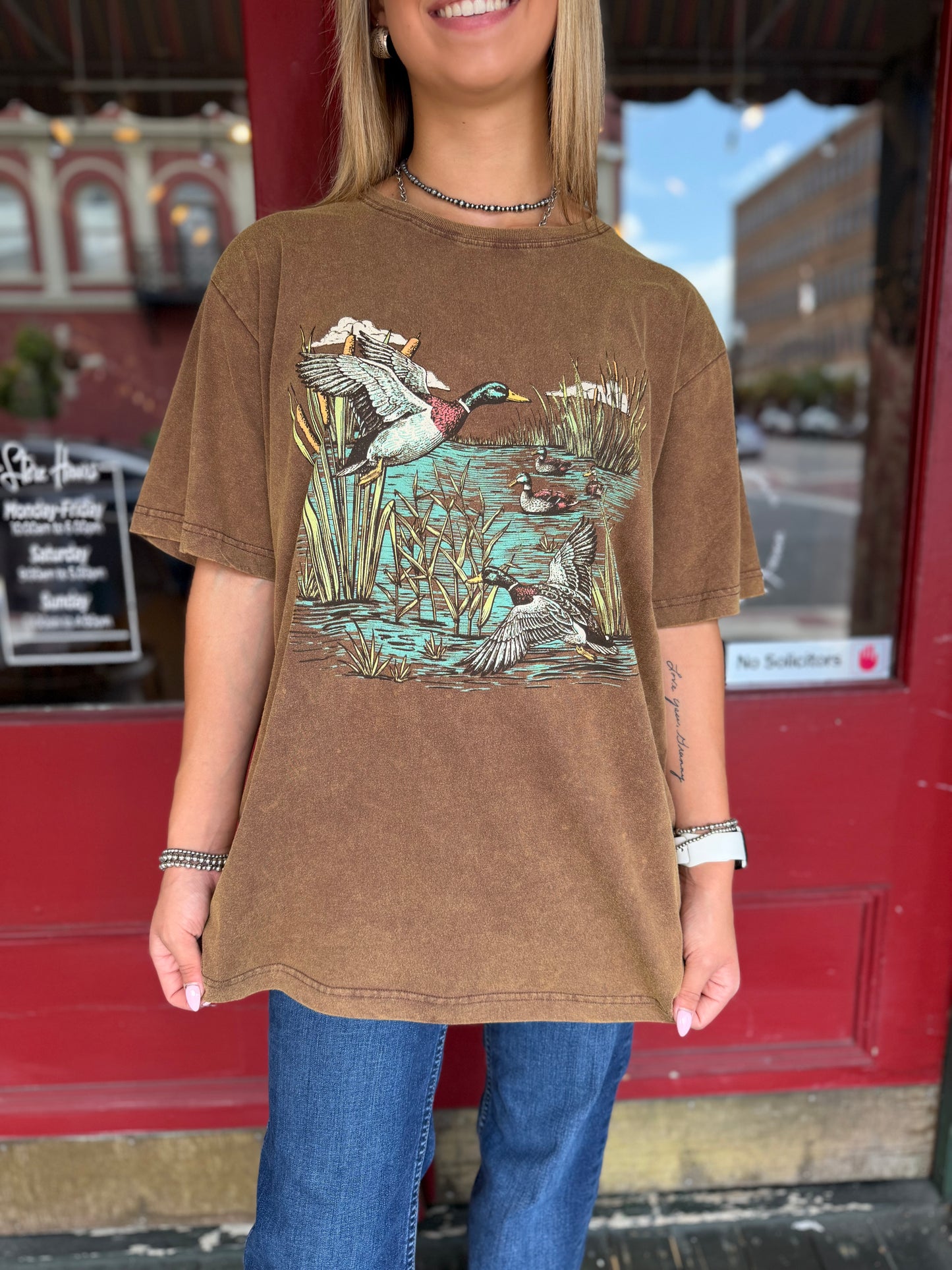 Marshland Muse – Brown Acid Wash Graphic Tee