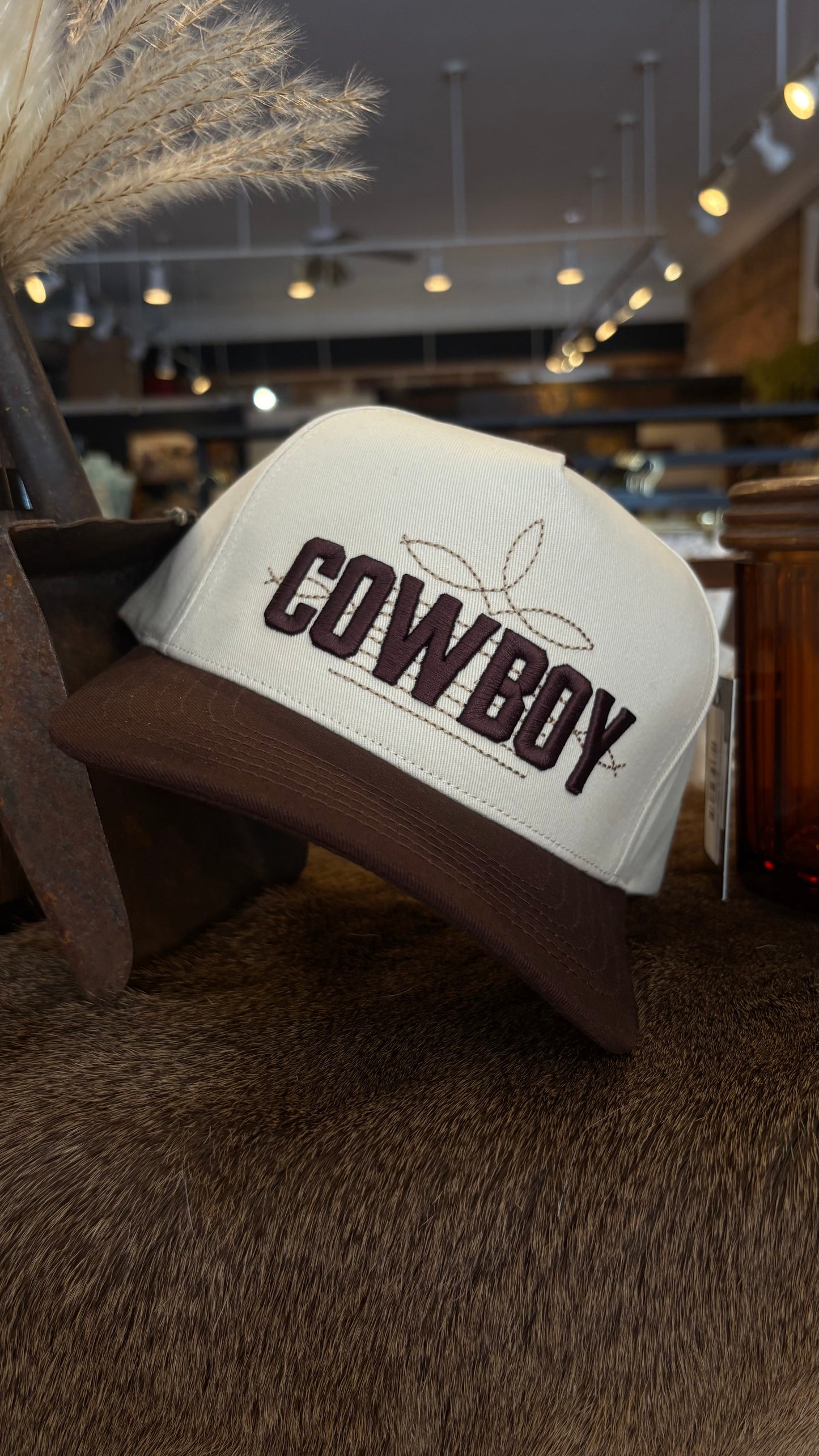 Cowboy-Brown & White Trucker Hat