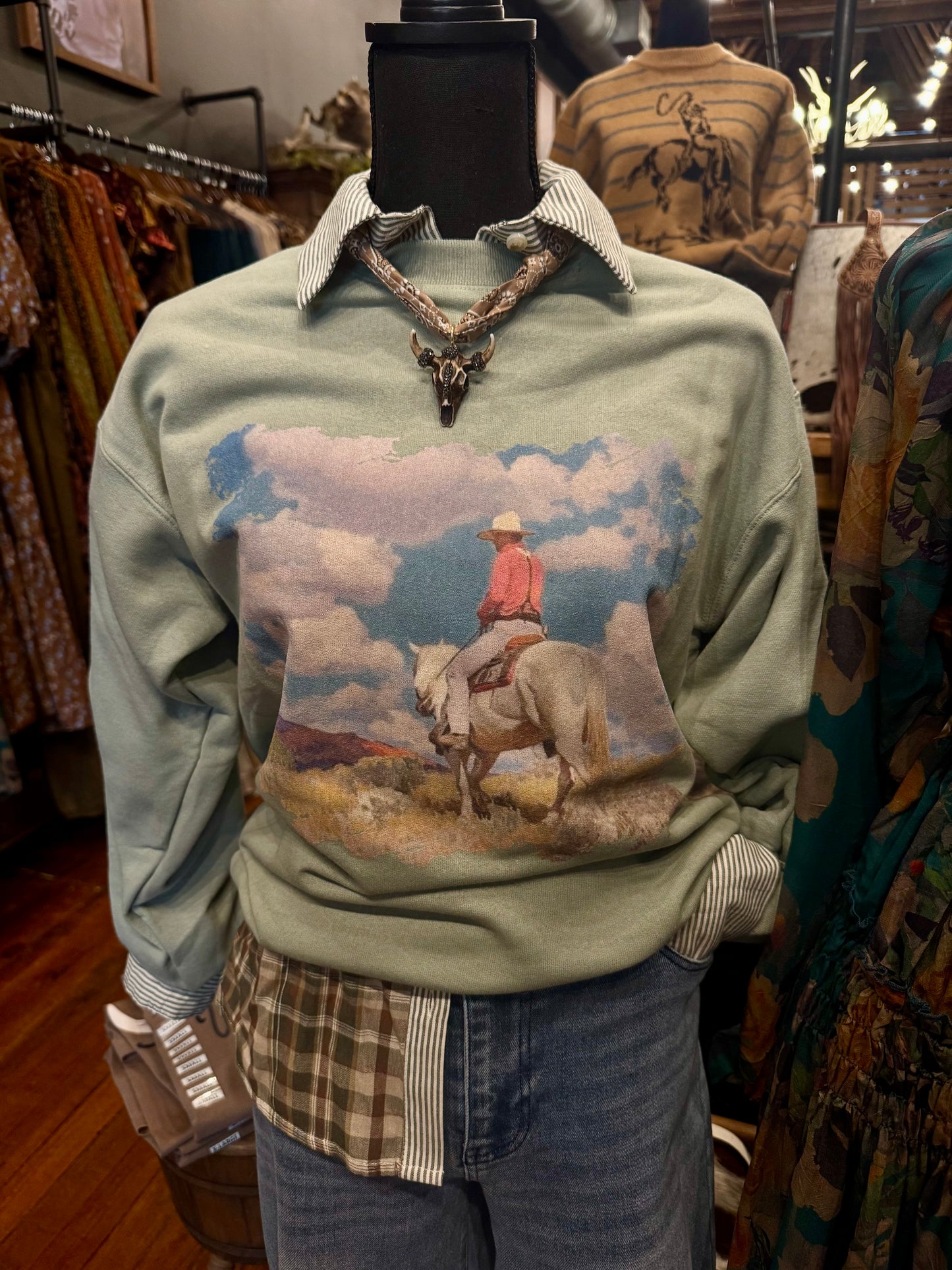 High Alpine Cowboy – Watercolor Sweatshirt