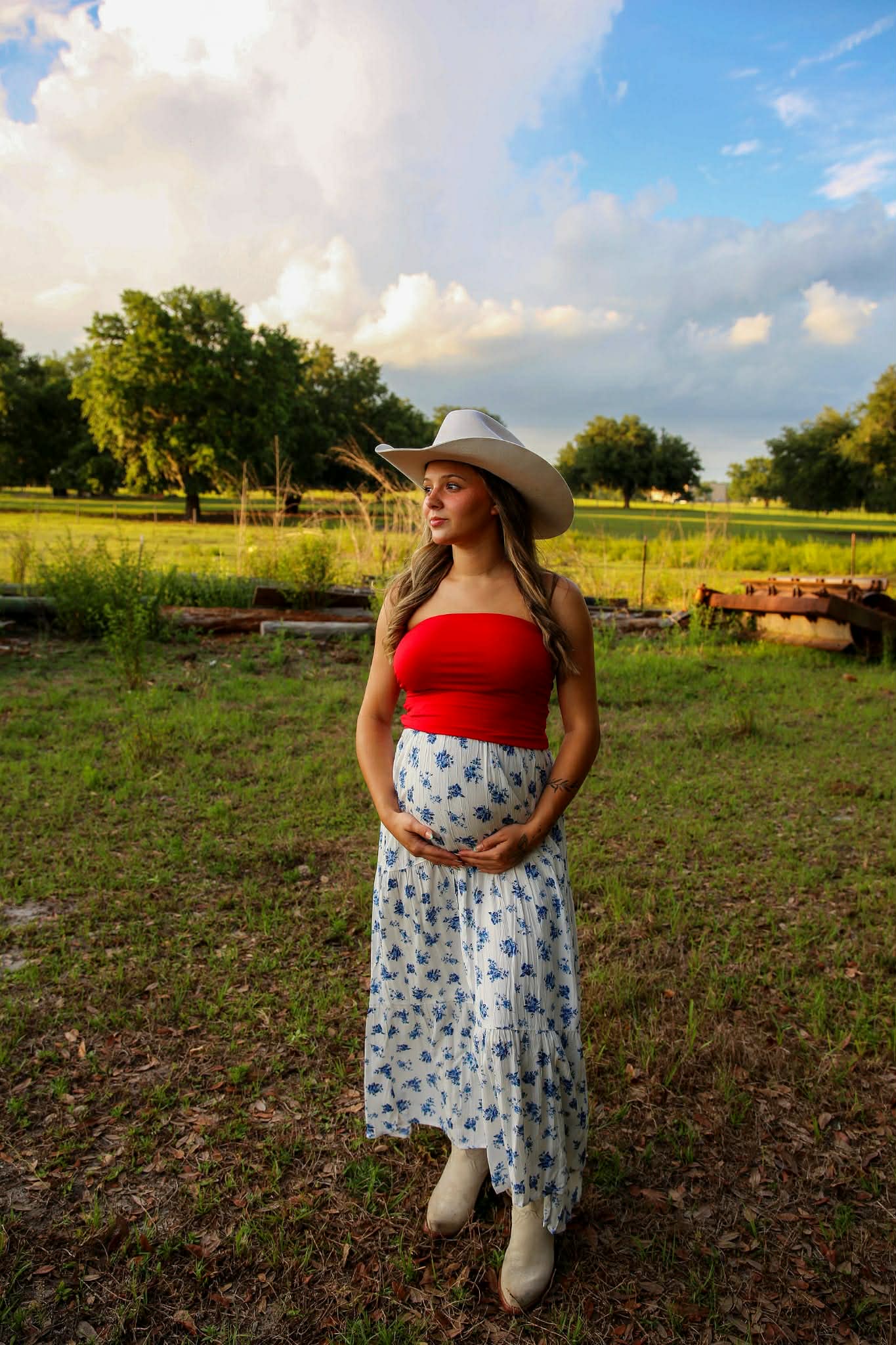 Liberty Bloom – Blue & White Floral Maxi Skirt