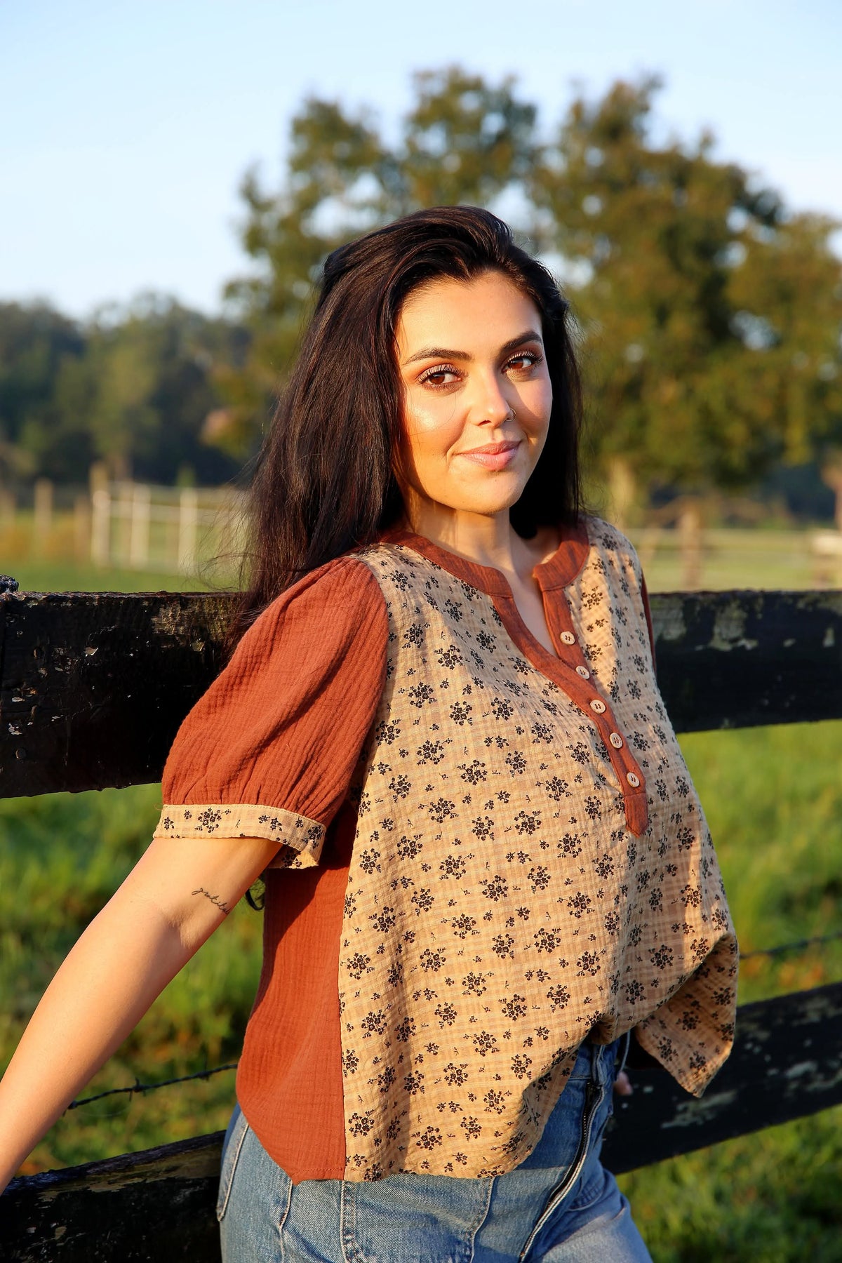 Autumn Keepsake – Mocha Gauze Top