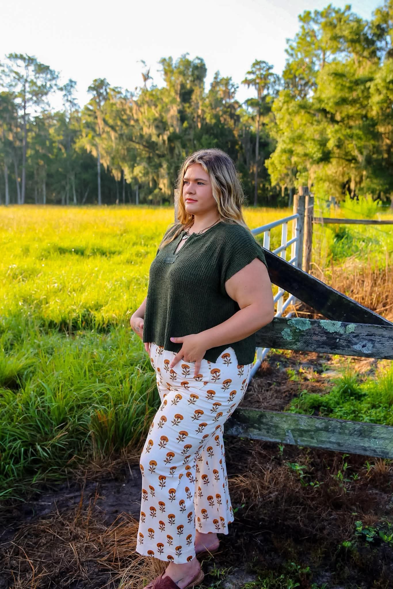 Woven Charm – Forrest Green Chunky Knit Sweater