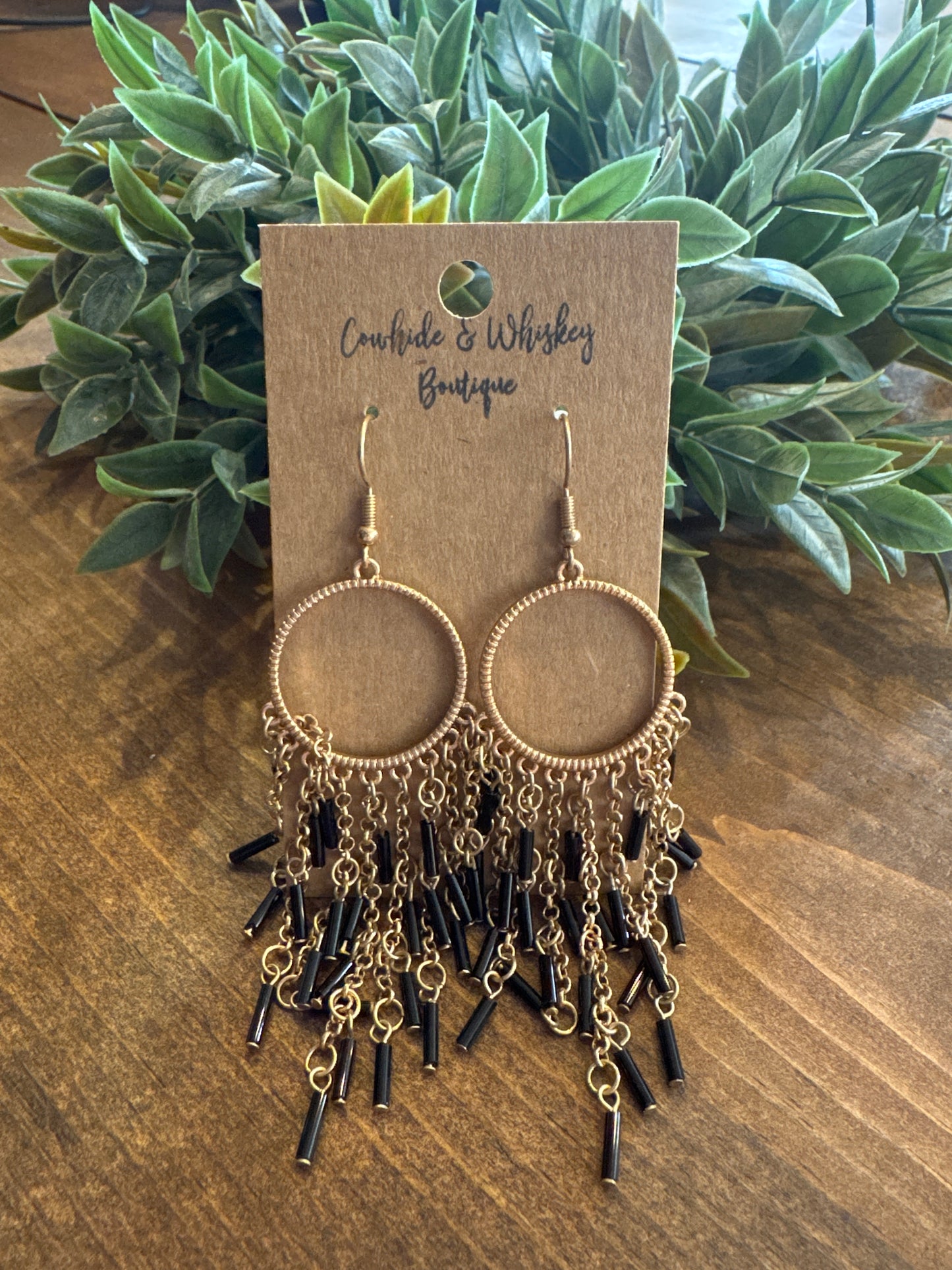 Black Chain Catcher - Earrings