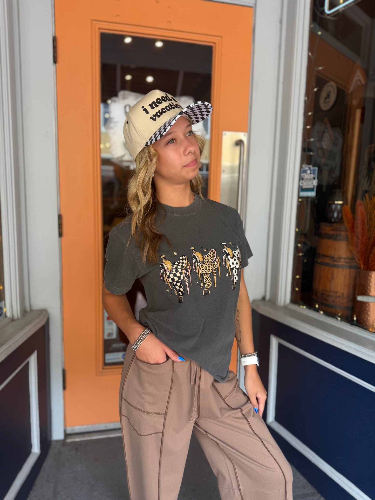 Saddle Trio – Gray Graphic Tee