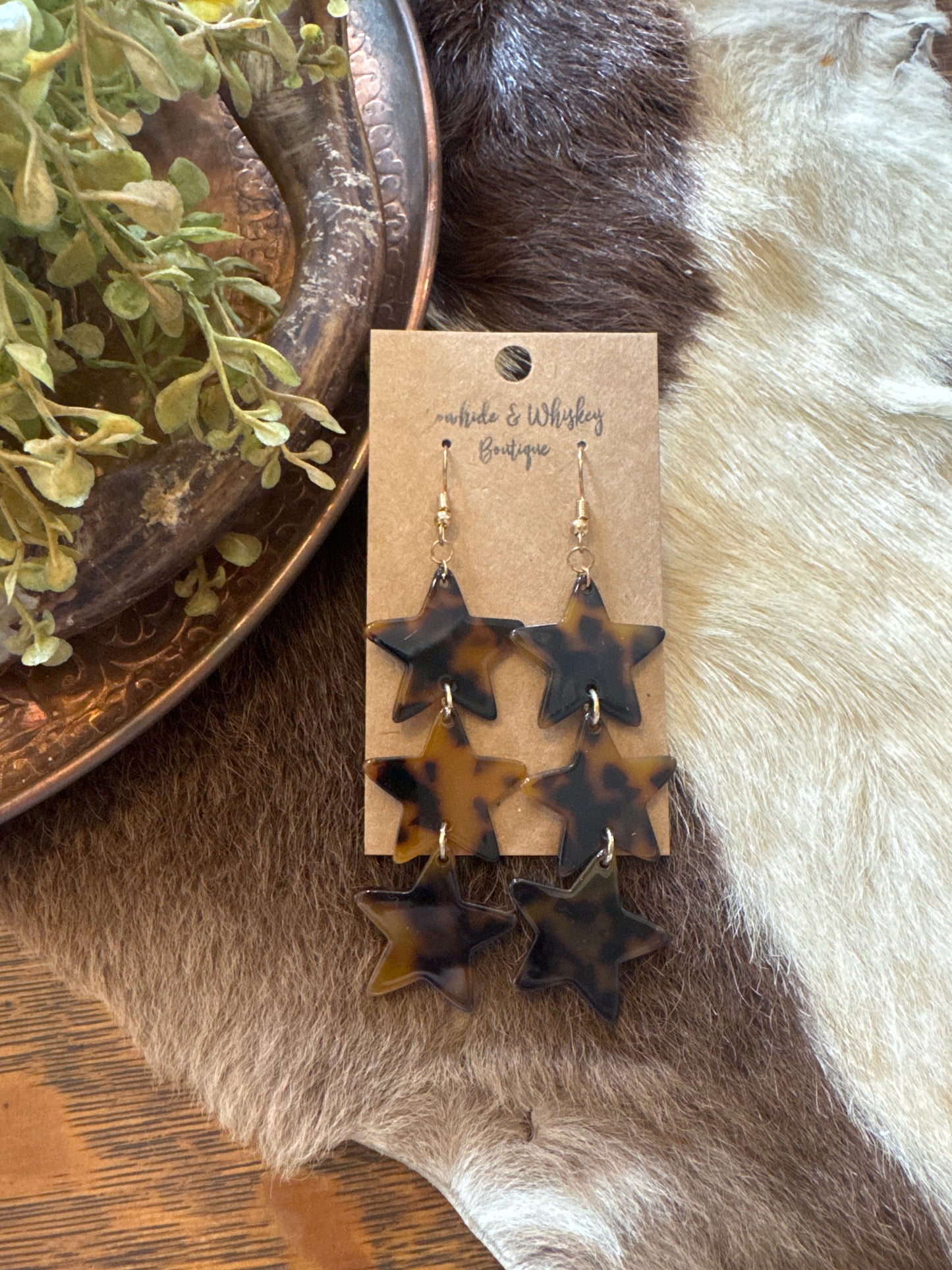 Tortoise Trio - Star Earrings