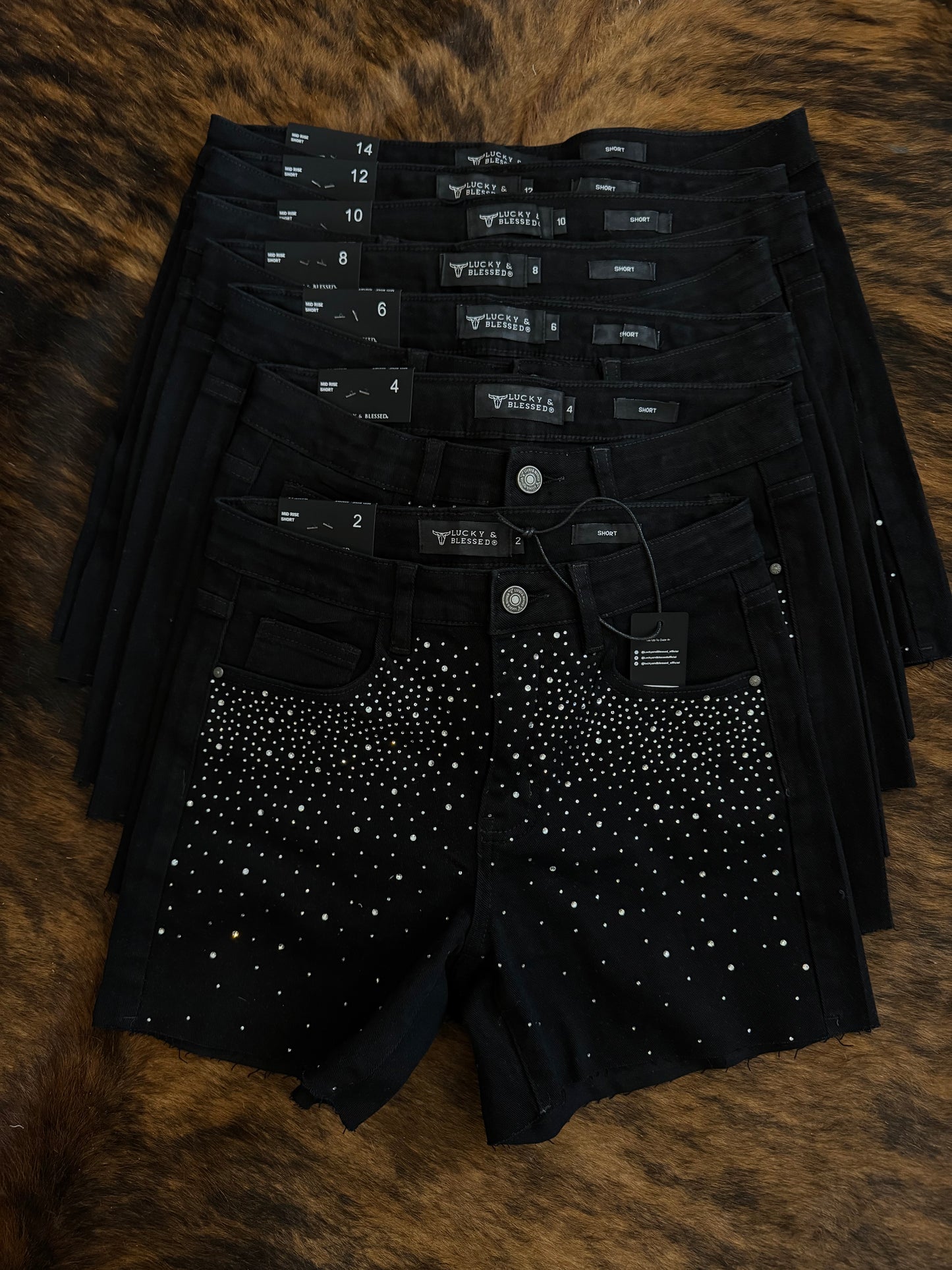 Diamond Dust- Black Denim Shorts
