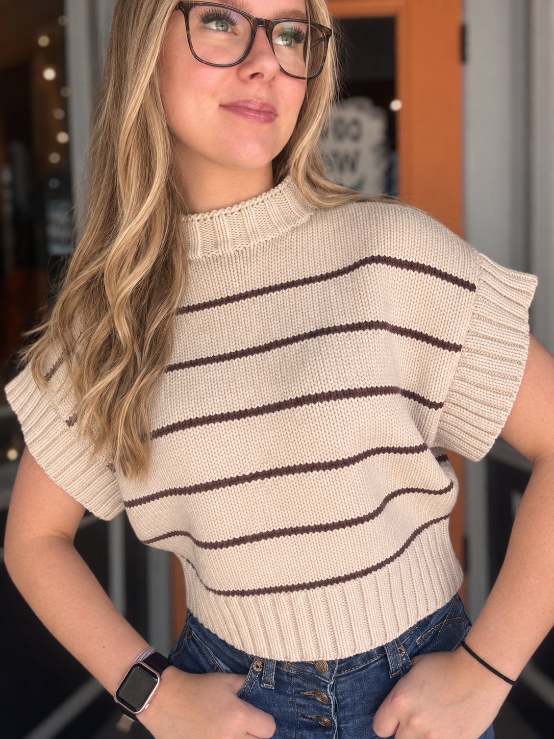 Hayride Season – Beige Striped Sweater