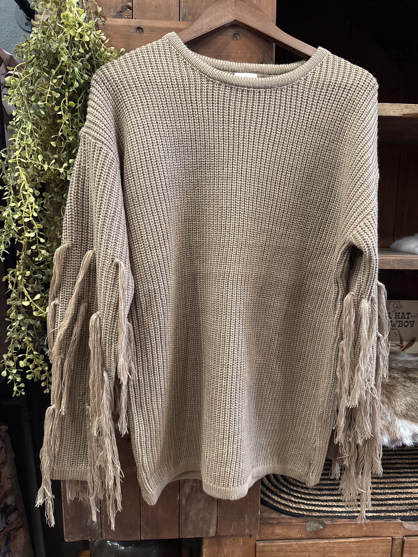 Wool Fringe - Taupe Sweater
