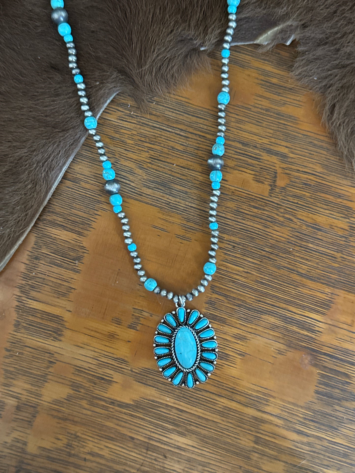 Beaded Trail - Teal Necklace