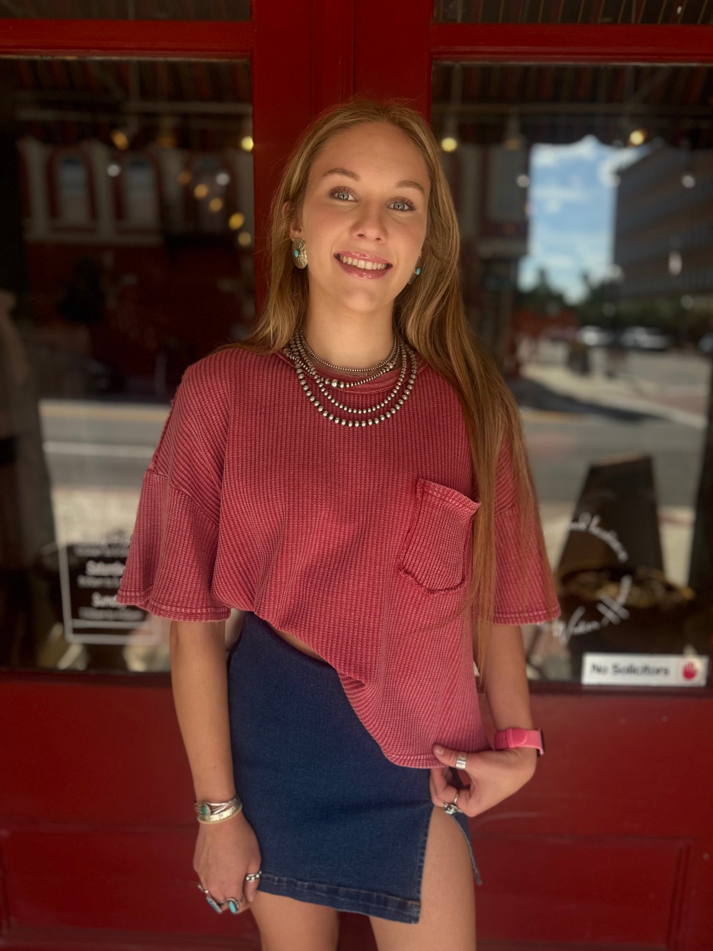 The Daily Knit – Maroon Pocket Tee