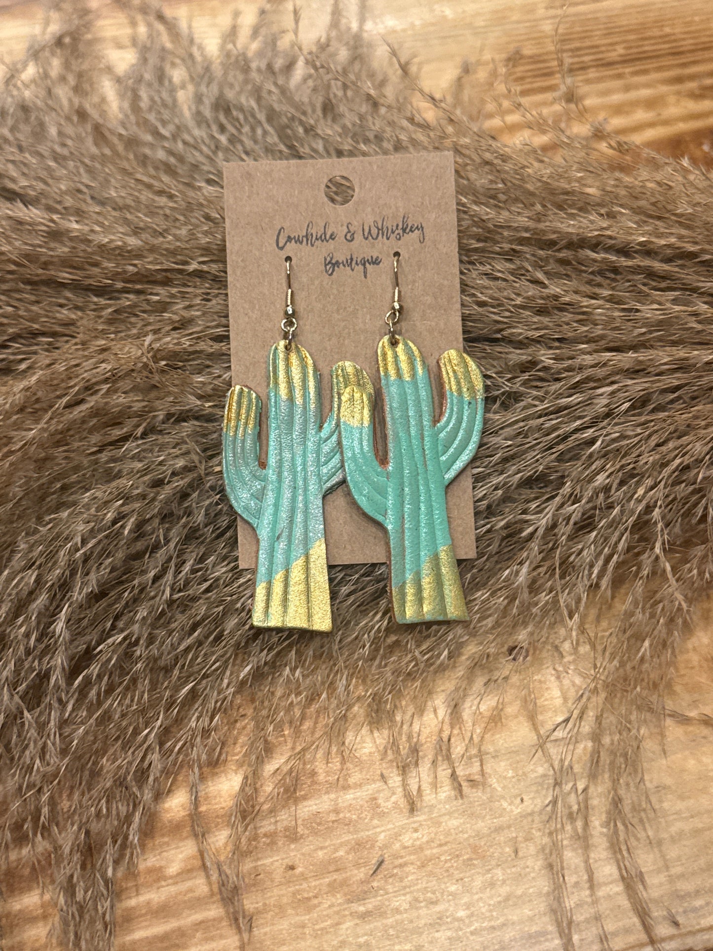 Painted Leather Cactus - Earrings