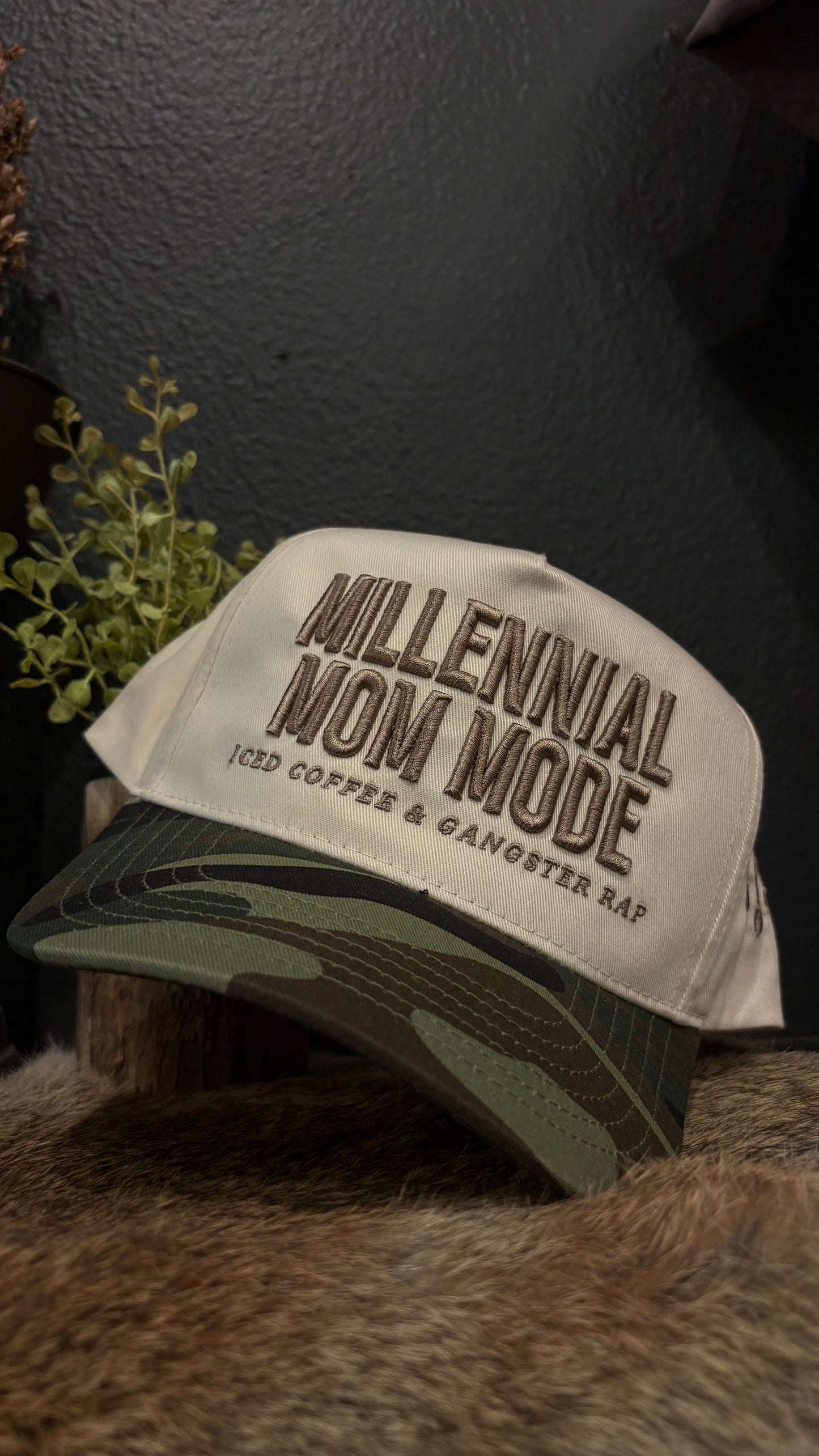 Millennial Mom Mode - Camo & Tan Trucker Hat
