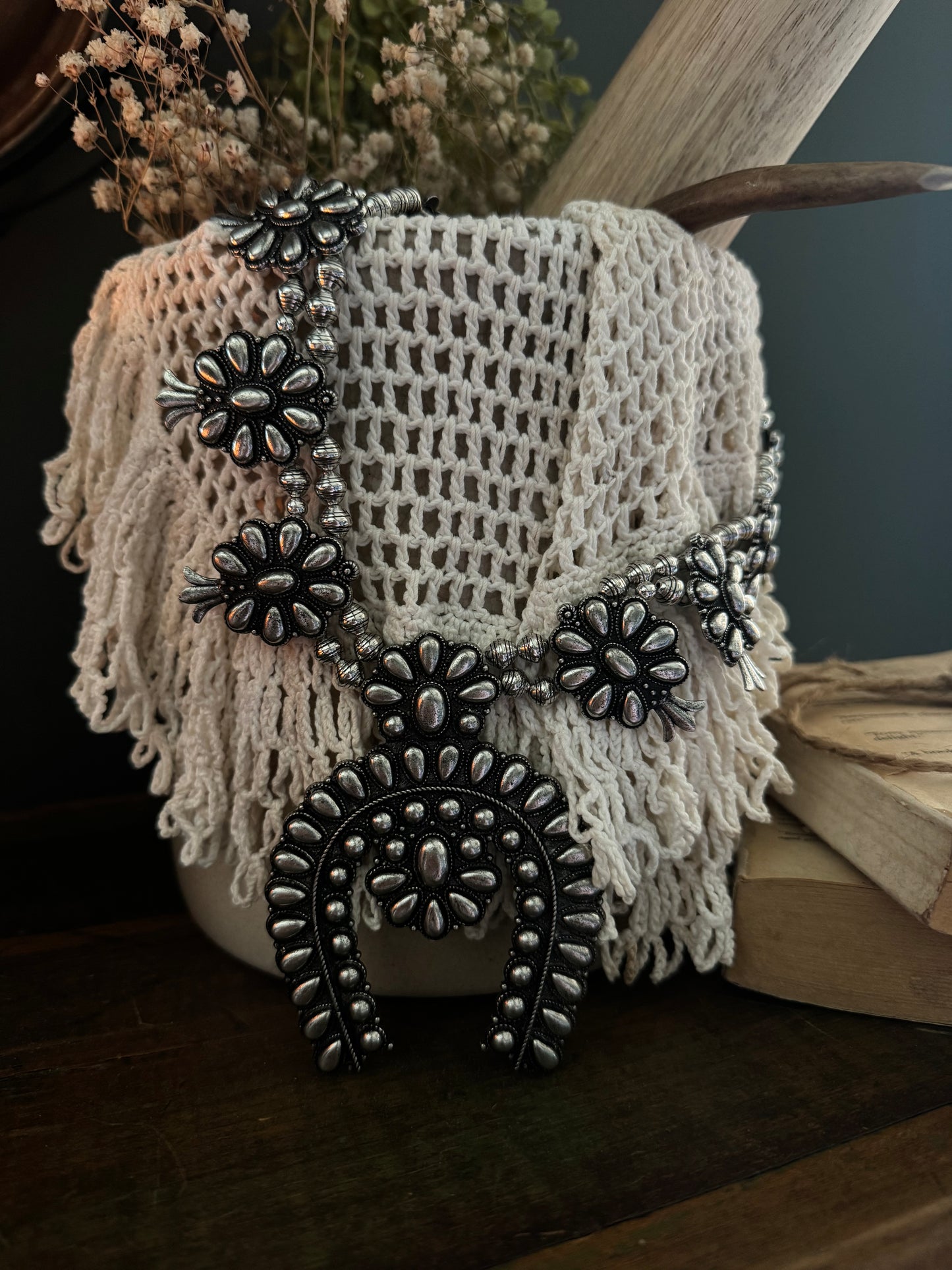 Antiqued Silver Squash - Necklace Set